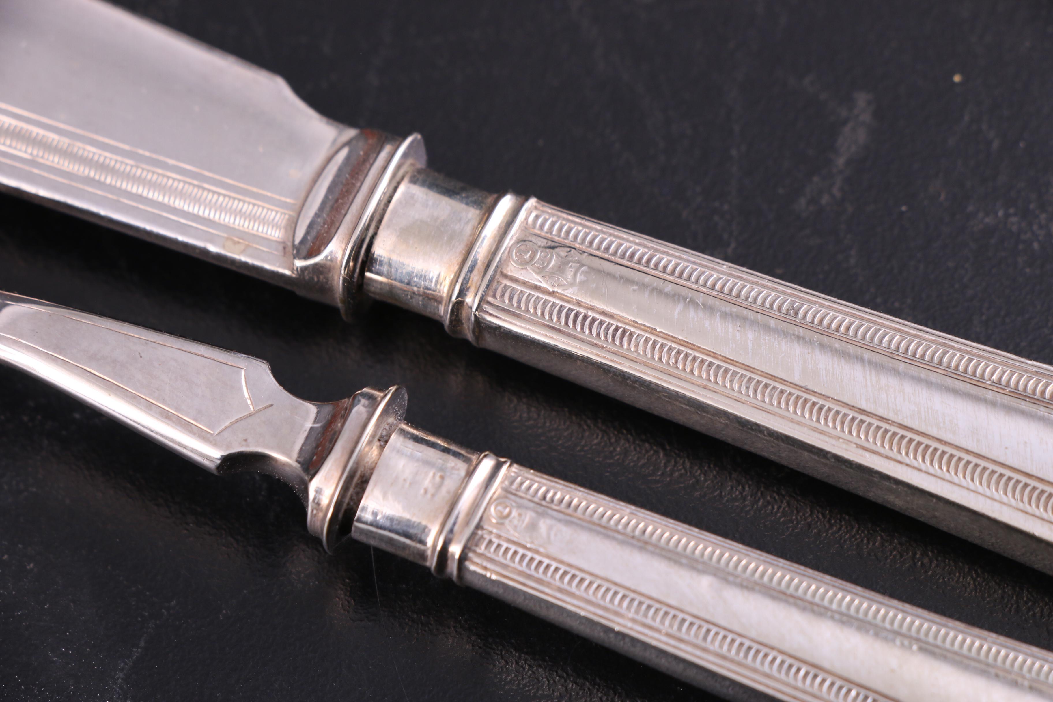 Martin Hall & Co. English Silver Plate Fish Flatware Set, Early 20th Century