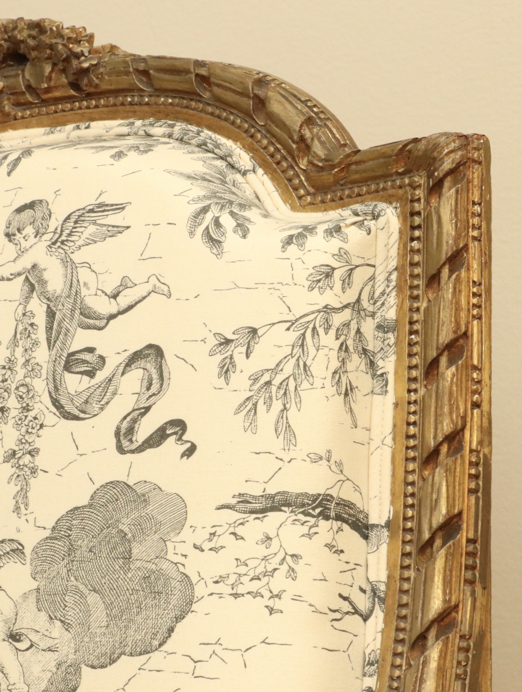 Louis XVI Style Giltwood and Toile Fabric Dining Chairs, Late 19th/Early 20th C.