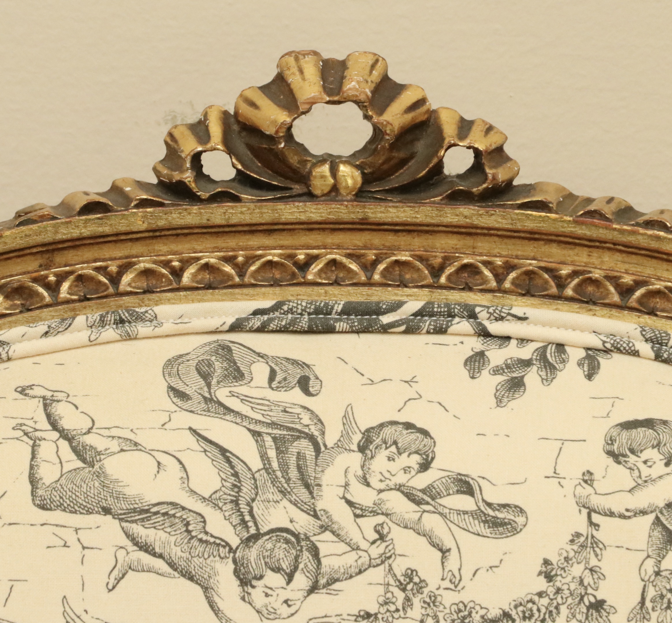 Louis XVI Style Giltwood and Toile Fabric Dining Chairs, Late 19th/Early 20th C.