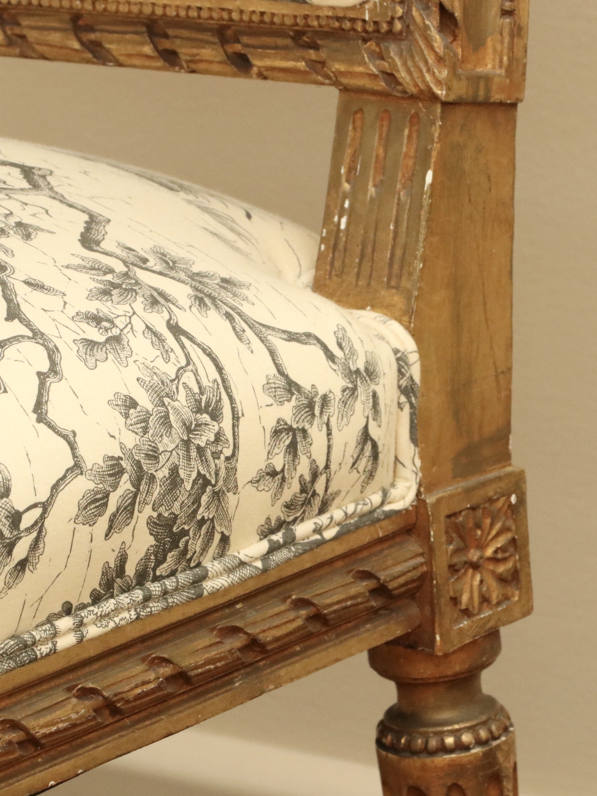 Louis XVI Style Giltwood and Toile Fabric Dining Chairs, Late 19th/Early 20th C.