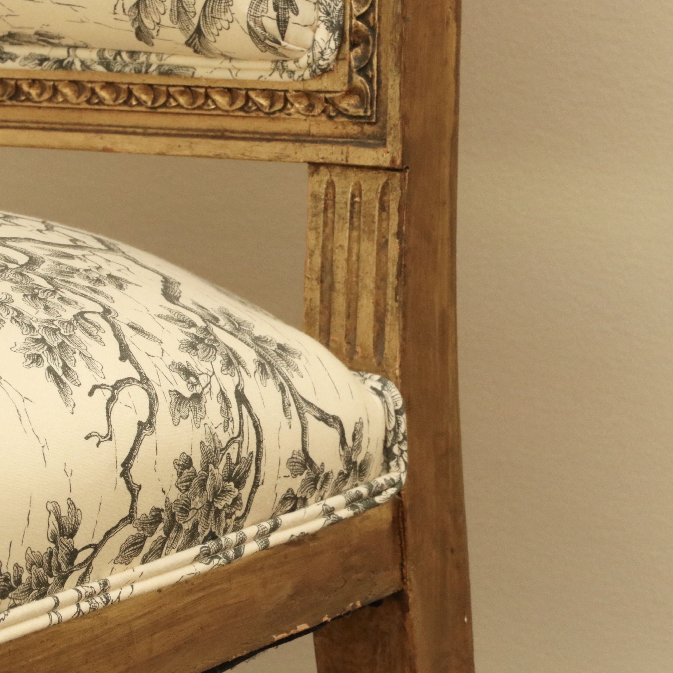 Louis XVI Style Giltwood and Toile Fabric Dining Chairs, Late 19th/Early 20th C.