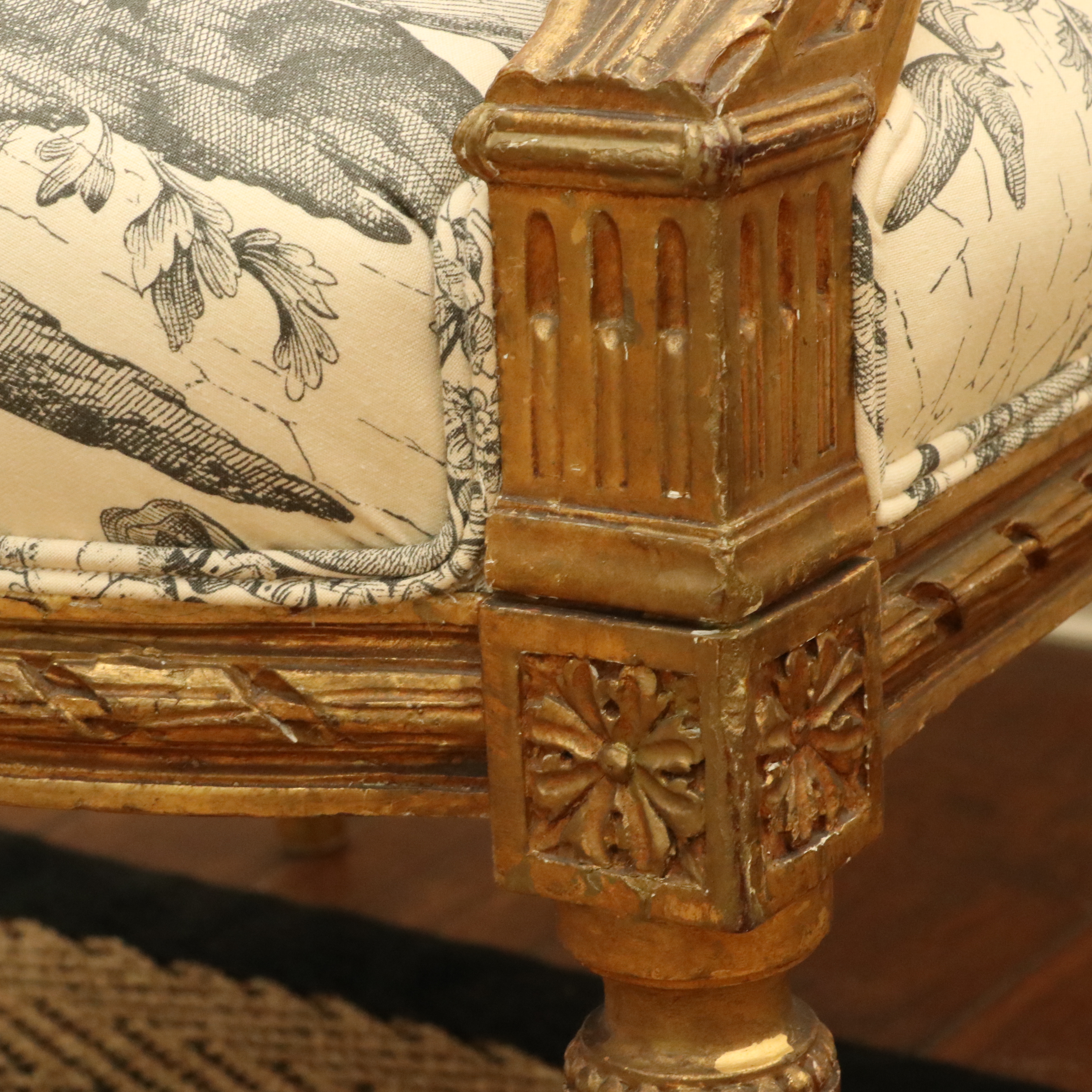 Louis XVI Style Giltwood and Toile Fabric Dining Chairs, Late 19th/Early 20th C.