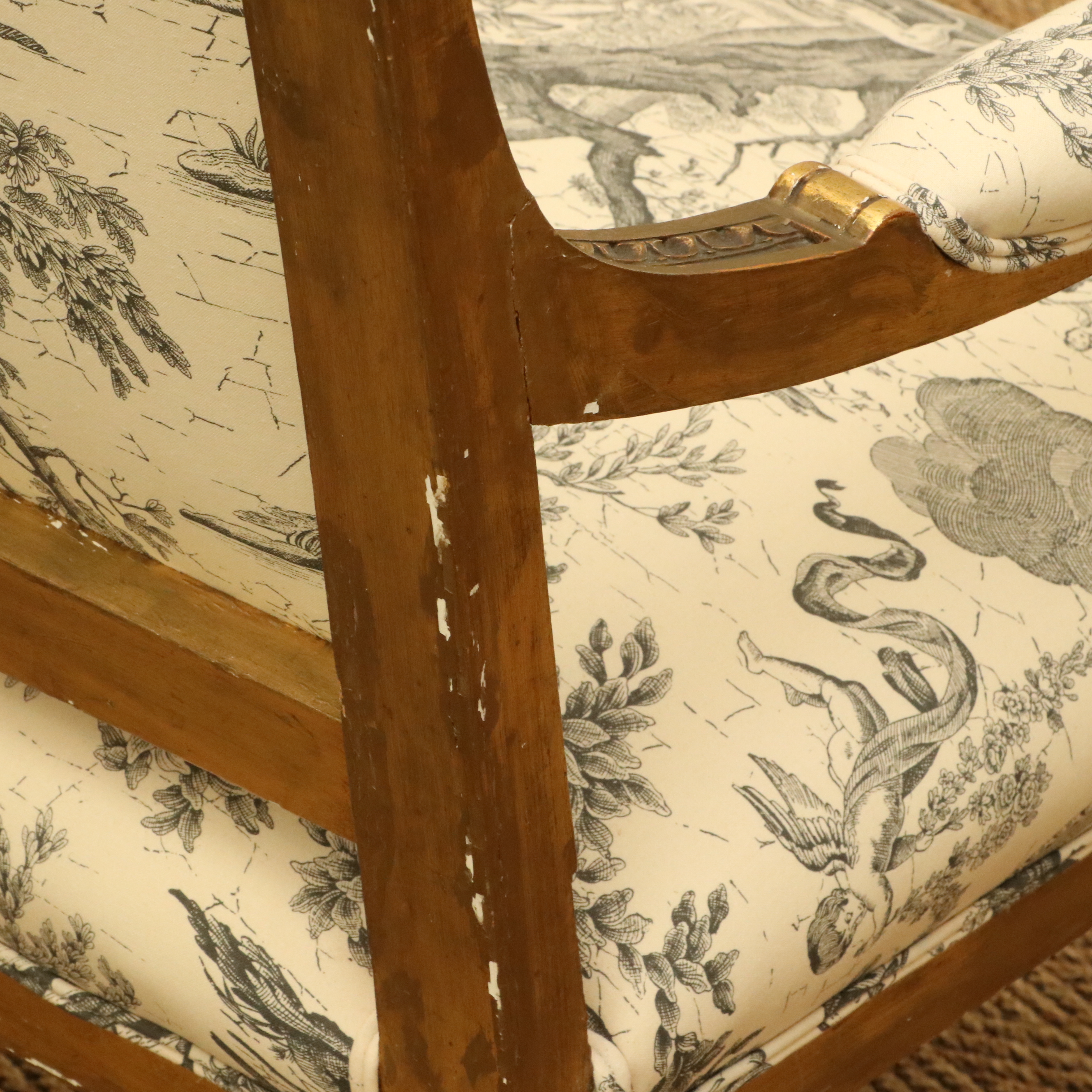 Louis XVI Style Giltwood and Toile Fabric Dining Chairs, Late 19th/Early 20th C.