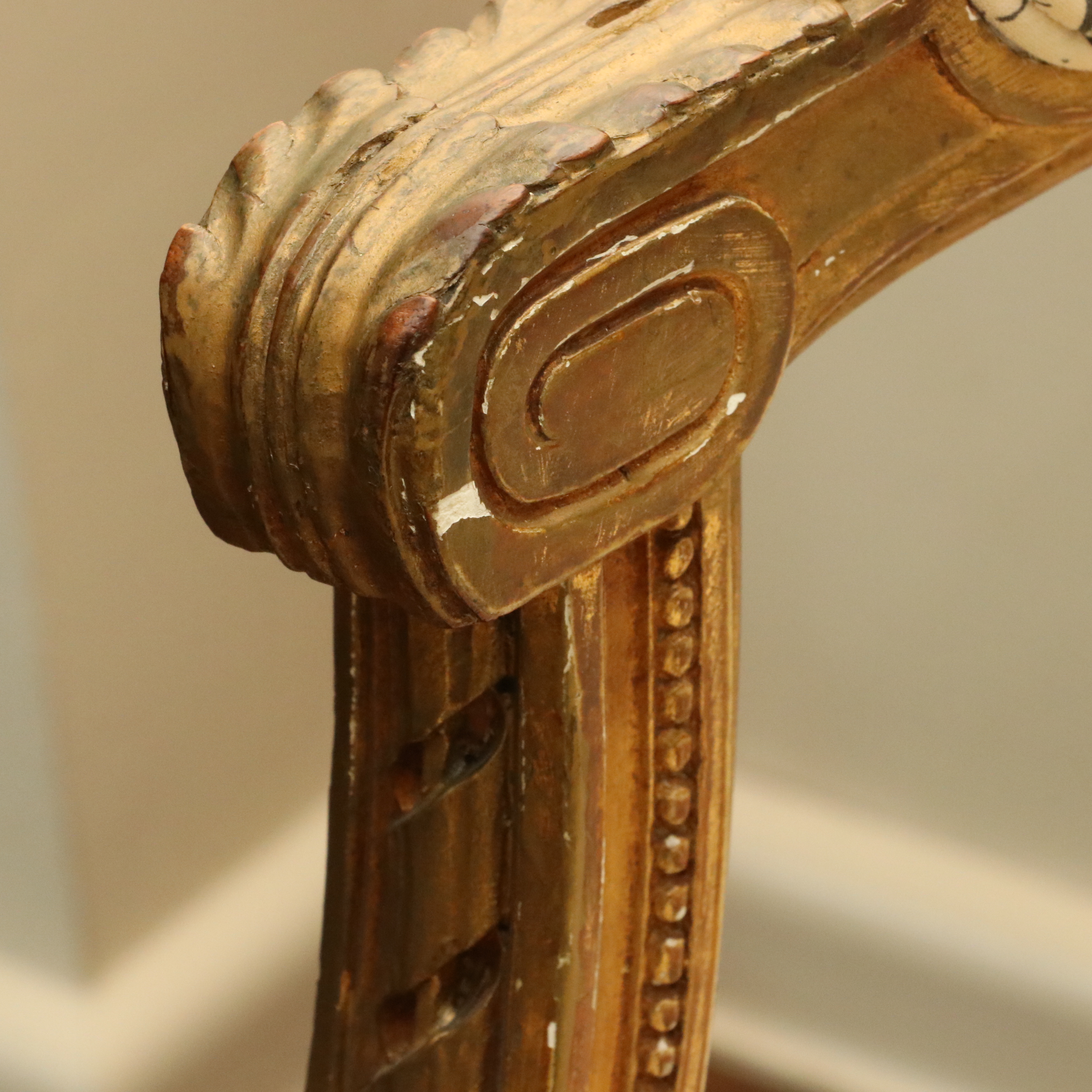 Louis XVI Style Giltwood and Toile Fabric Dining Chairs, Late 19th/Early 20th C.