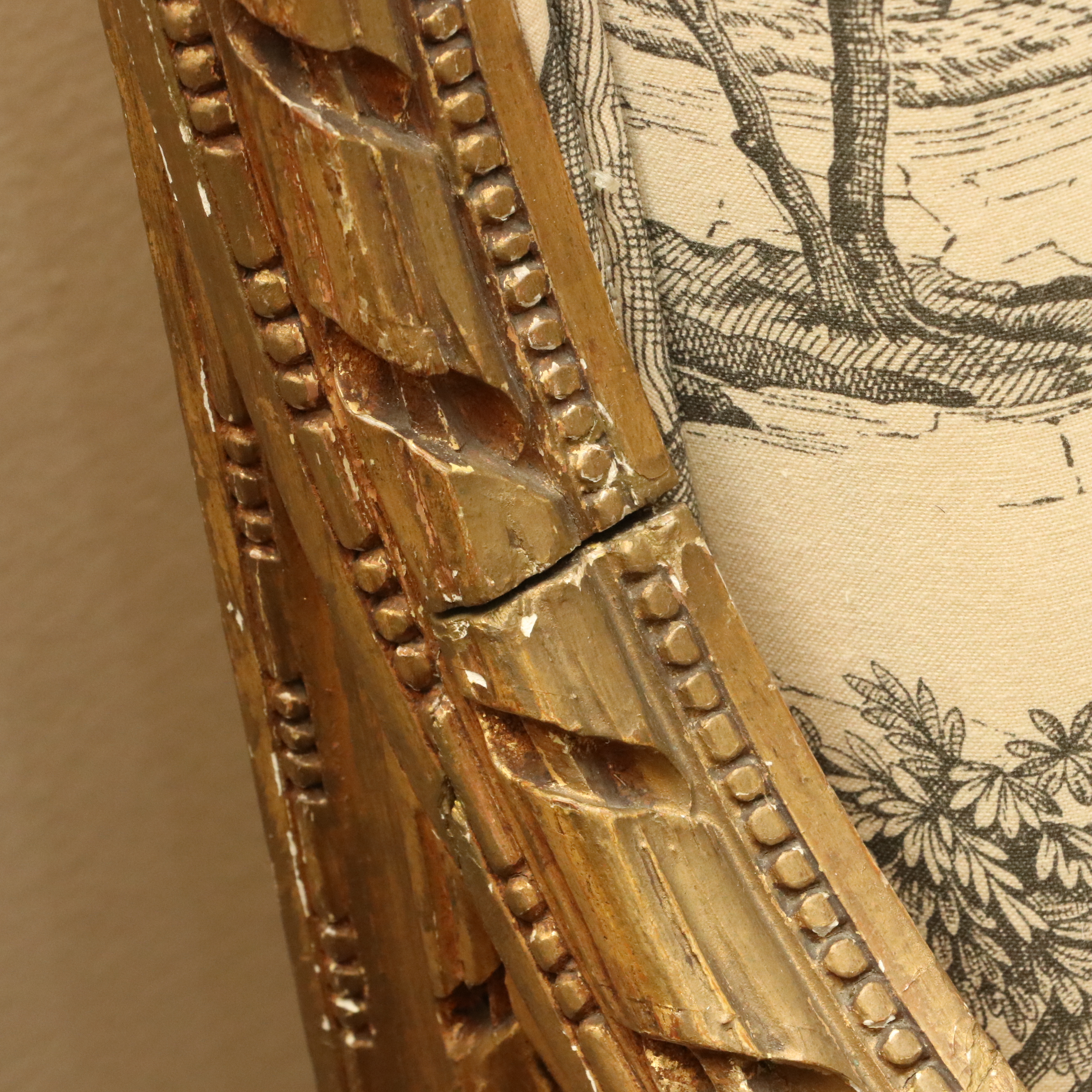 Louis XVI Style Giltwood and Toile Fabric Dining Chairs, Late 19th/Early 20th C.