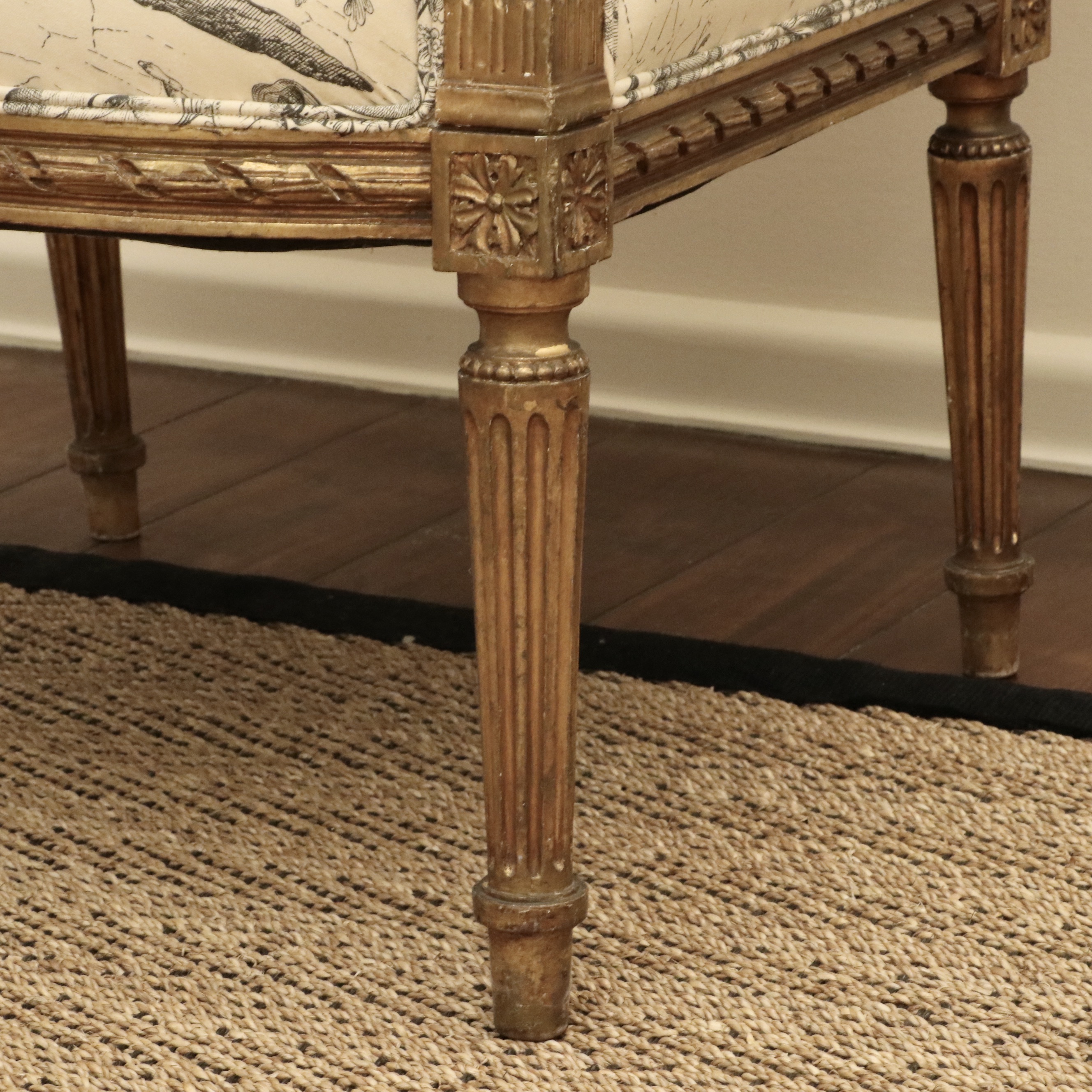 Louis XVI Style Giltwood and Toile Fabric Dining Chairs, Late 19th/Early 20th C.