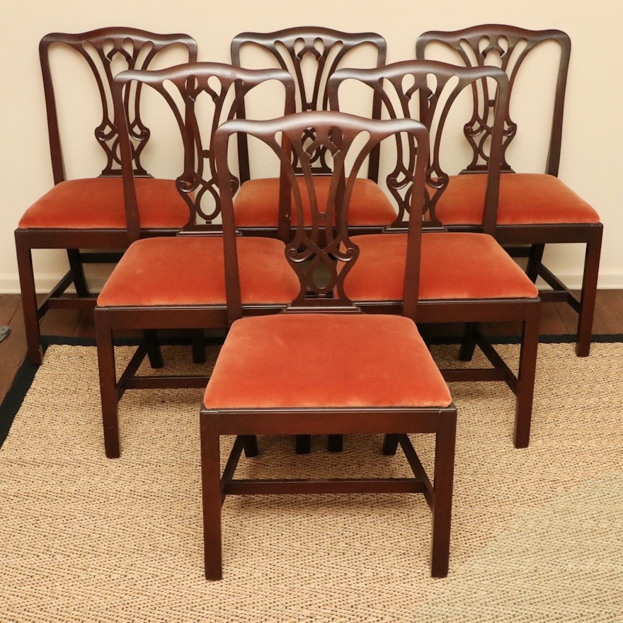 Set of Six Chippendale Style Mahogany Dining Chairs, Early to Mid 20th Century