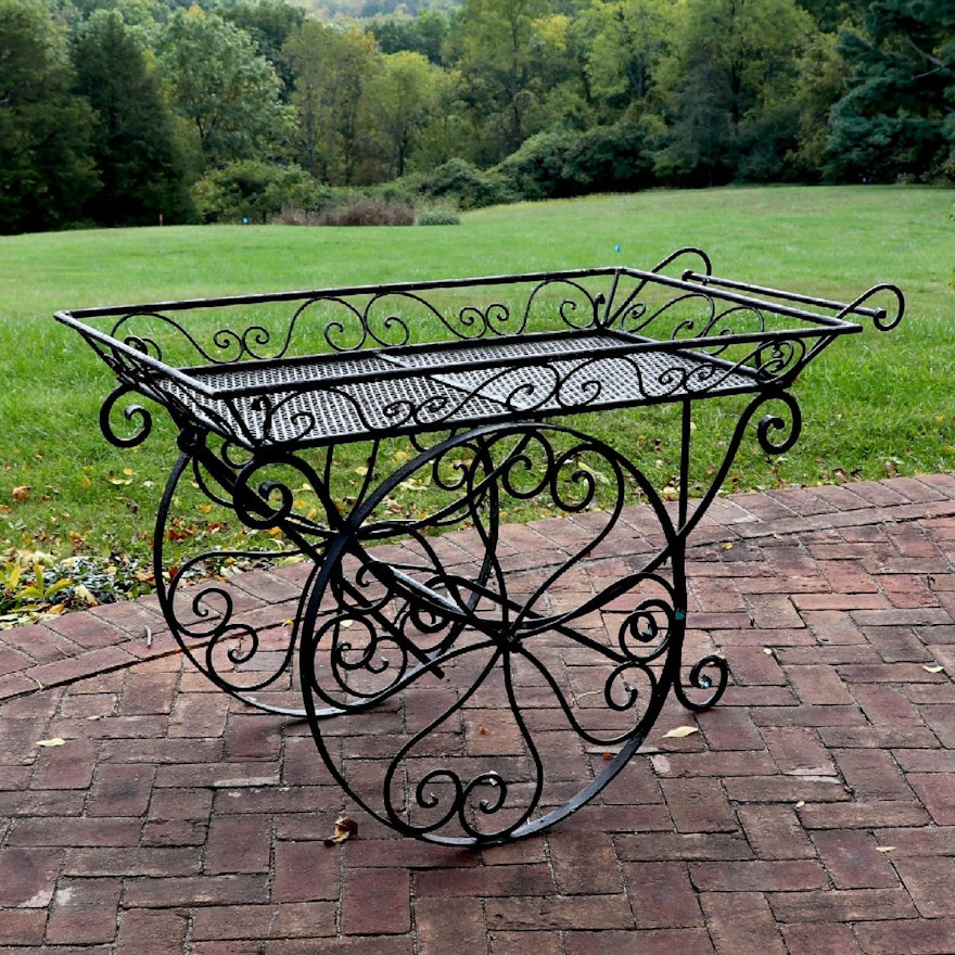 Patio Wire Mesh Serving Trolley