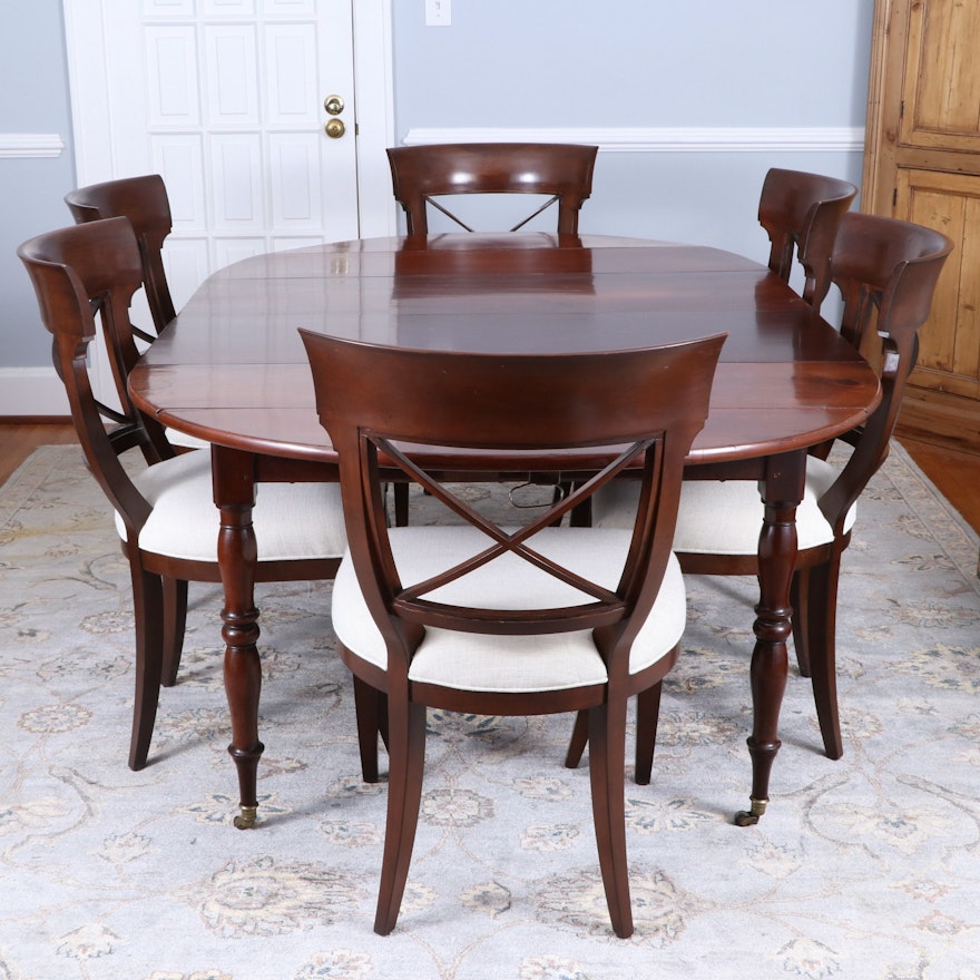 Restauration Mahogany Extending Dining Table, c. 1830 with Vanguard Chairs