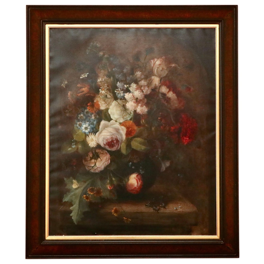 Floral Still Life Oil Painting, 19th Century