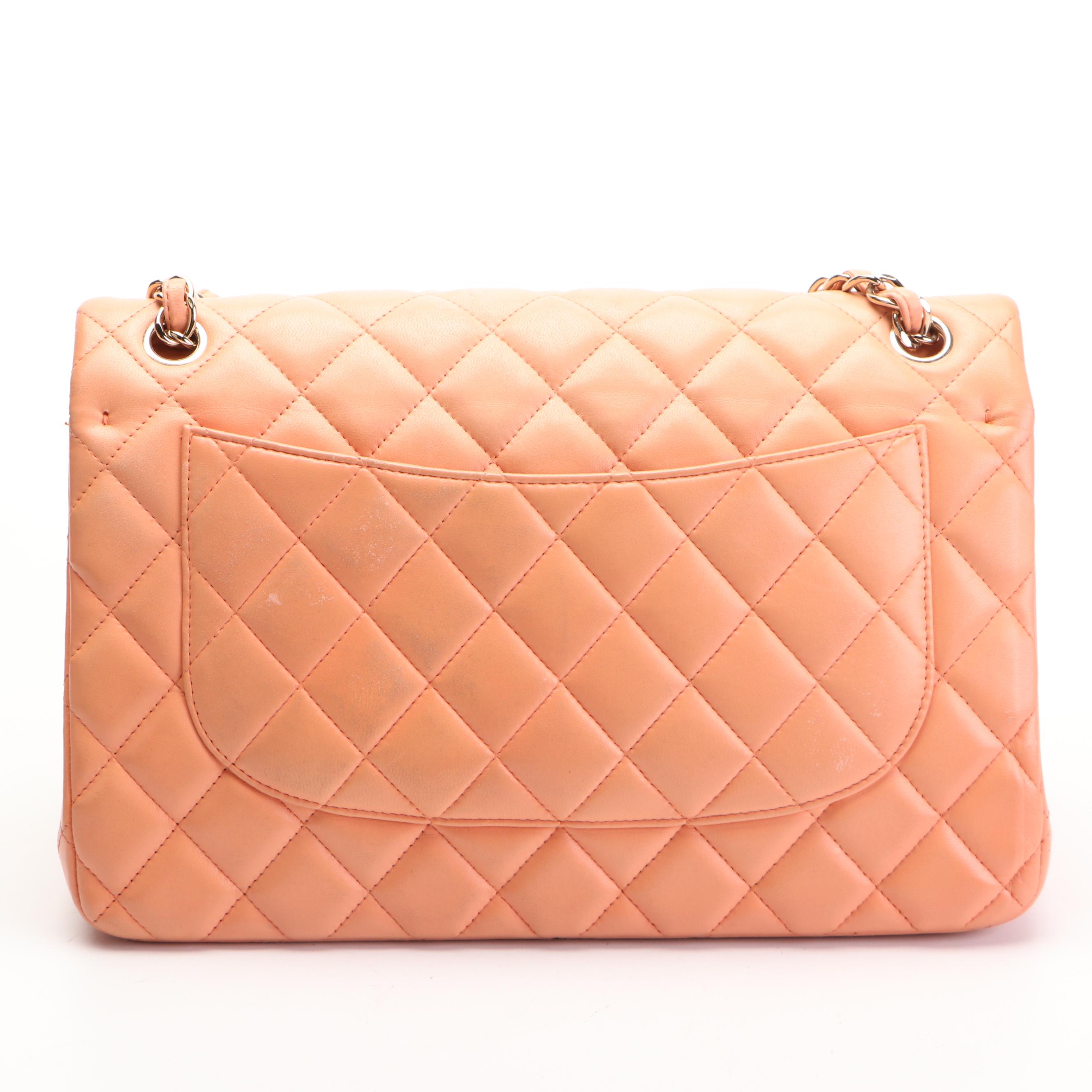Chanel Classic Jumbo Double Flap Bag in Peach Quilted Lambskin