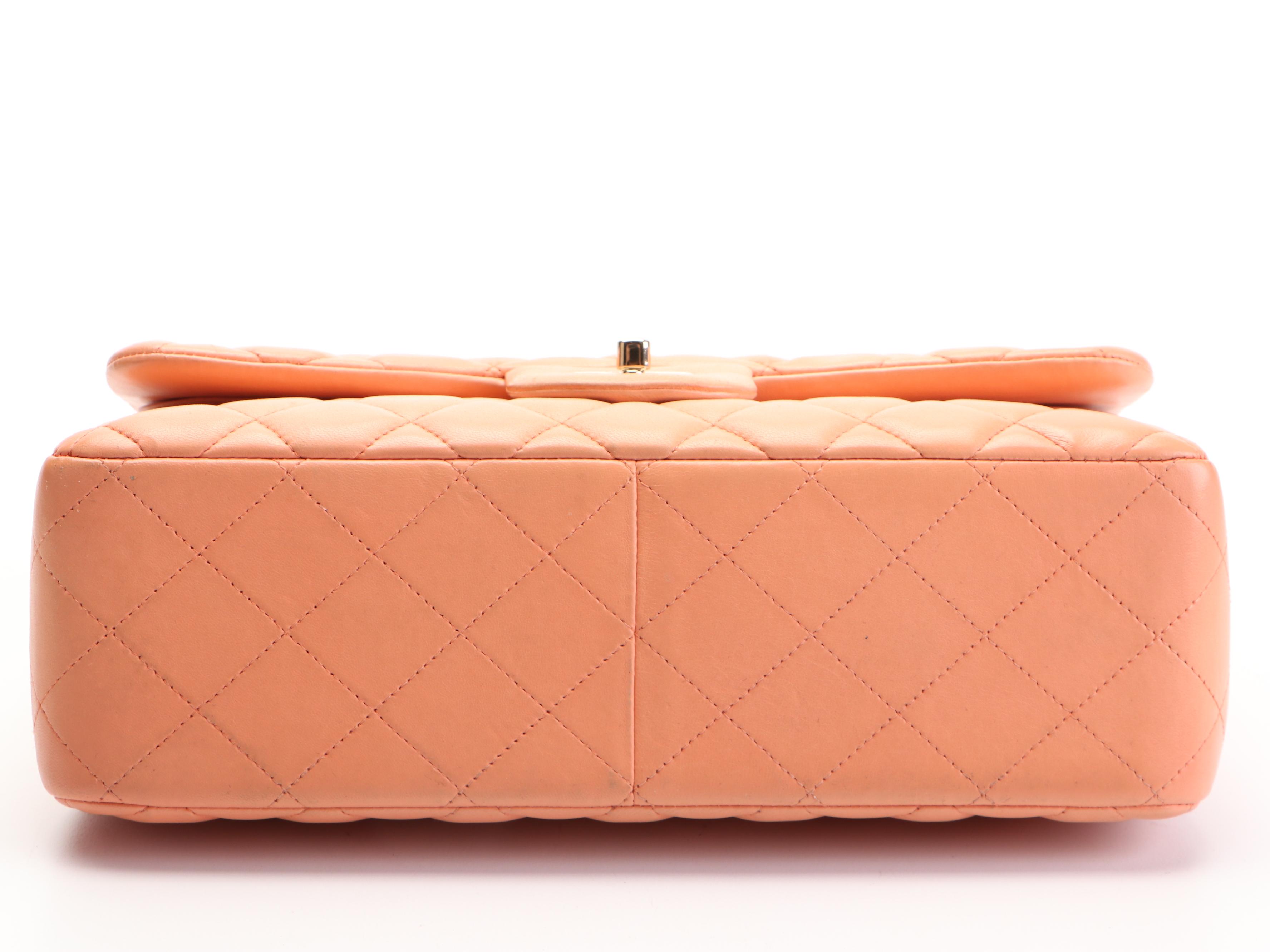 Chanel Classic Jumbo Double Flap Bag in Peach Quilted Lambskin