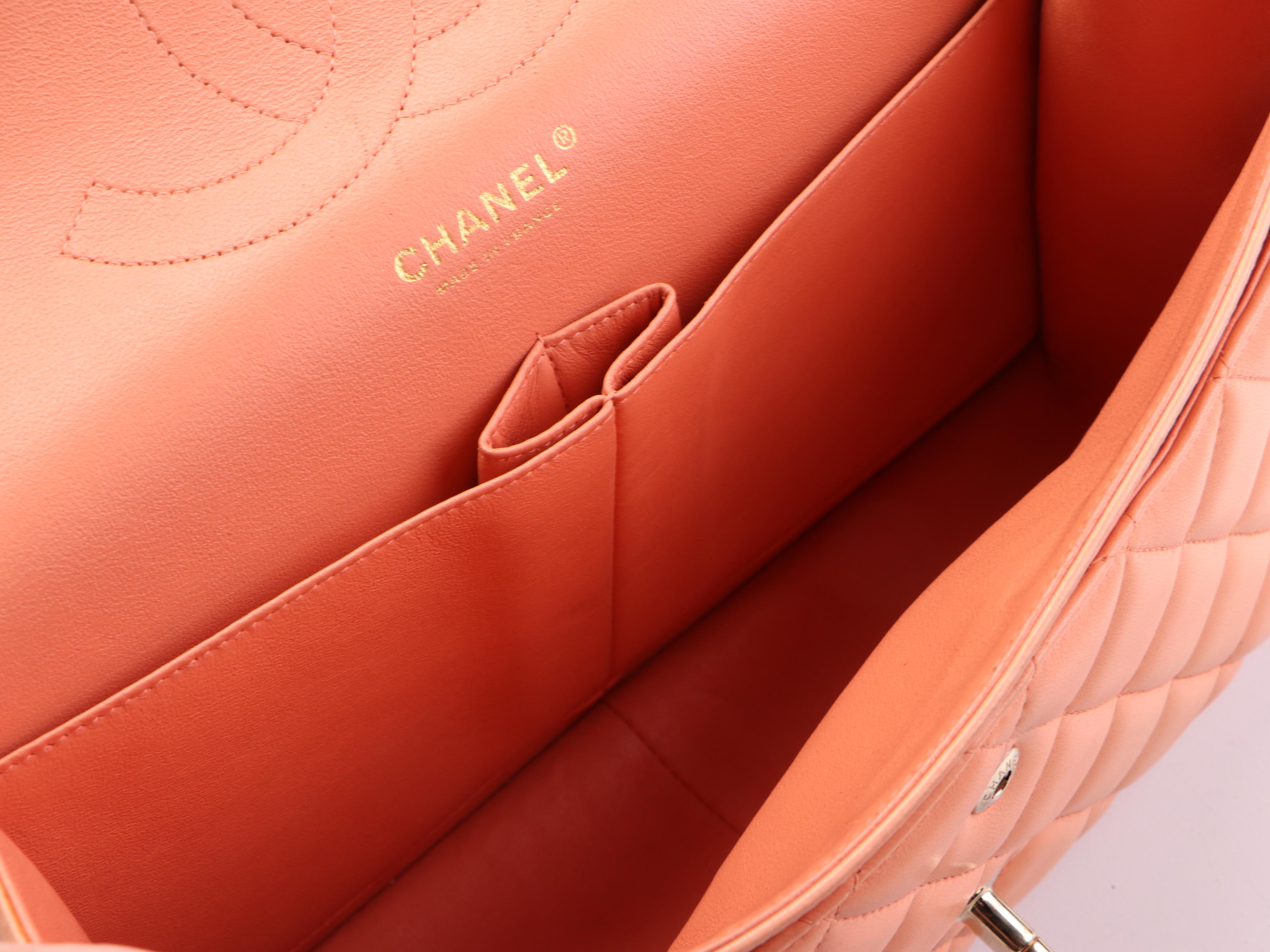 Chanel Classic Jumbo Double Flap Bag in Peach Quilted Lambskin