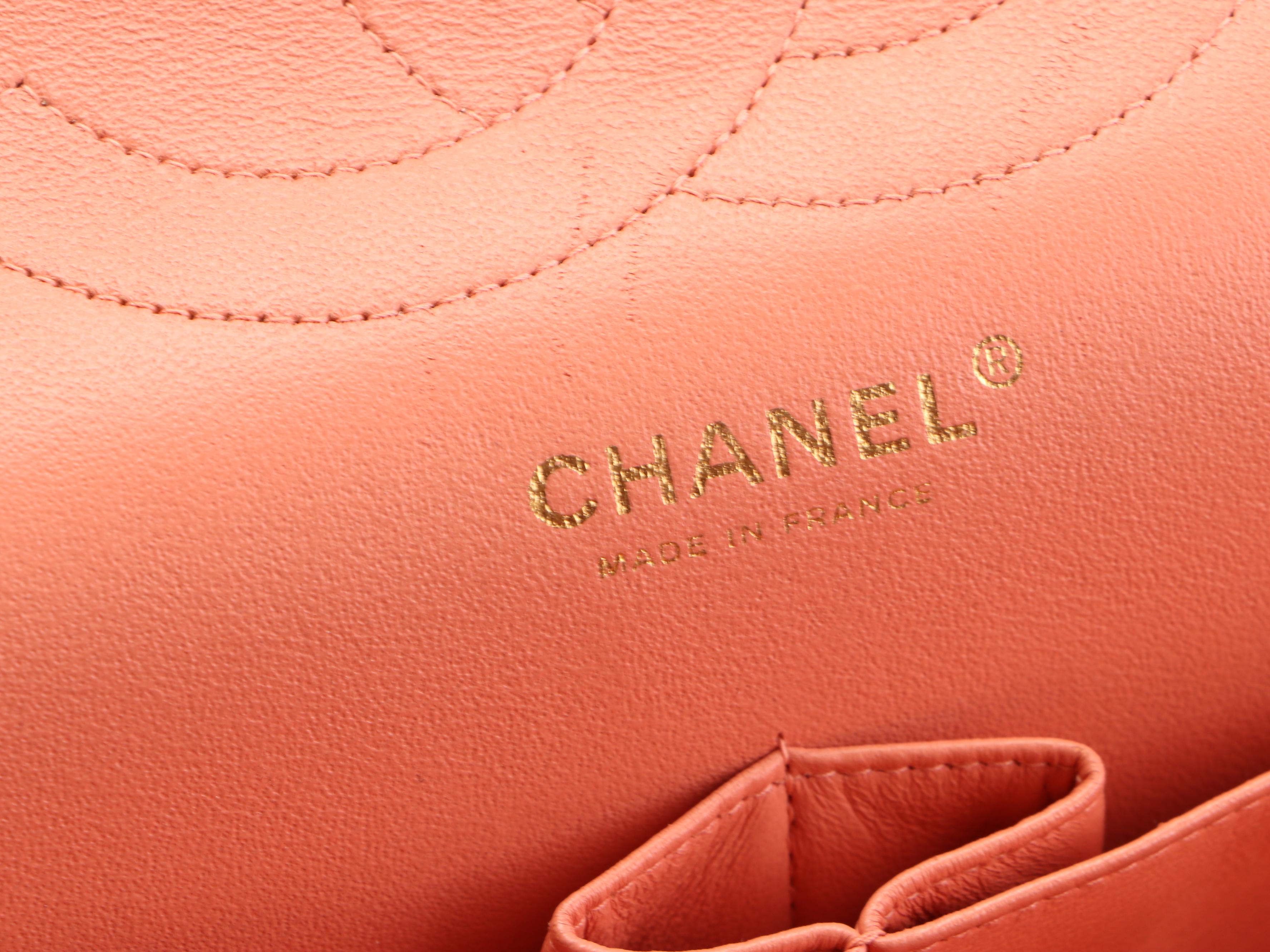 Chanel Classic Jumbo Double Flap Bag in Peach Quilted Lambskin