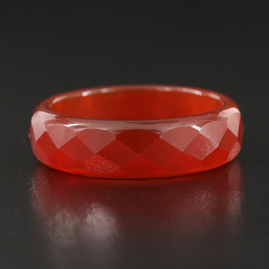 Carnelian Faceted Hololith Ring