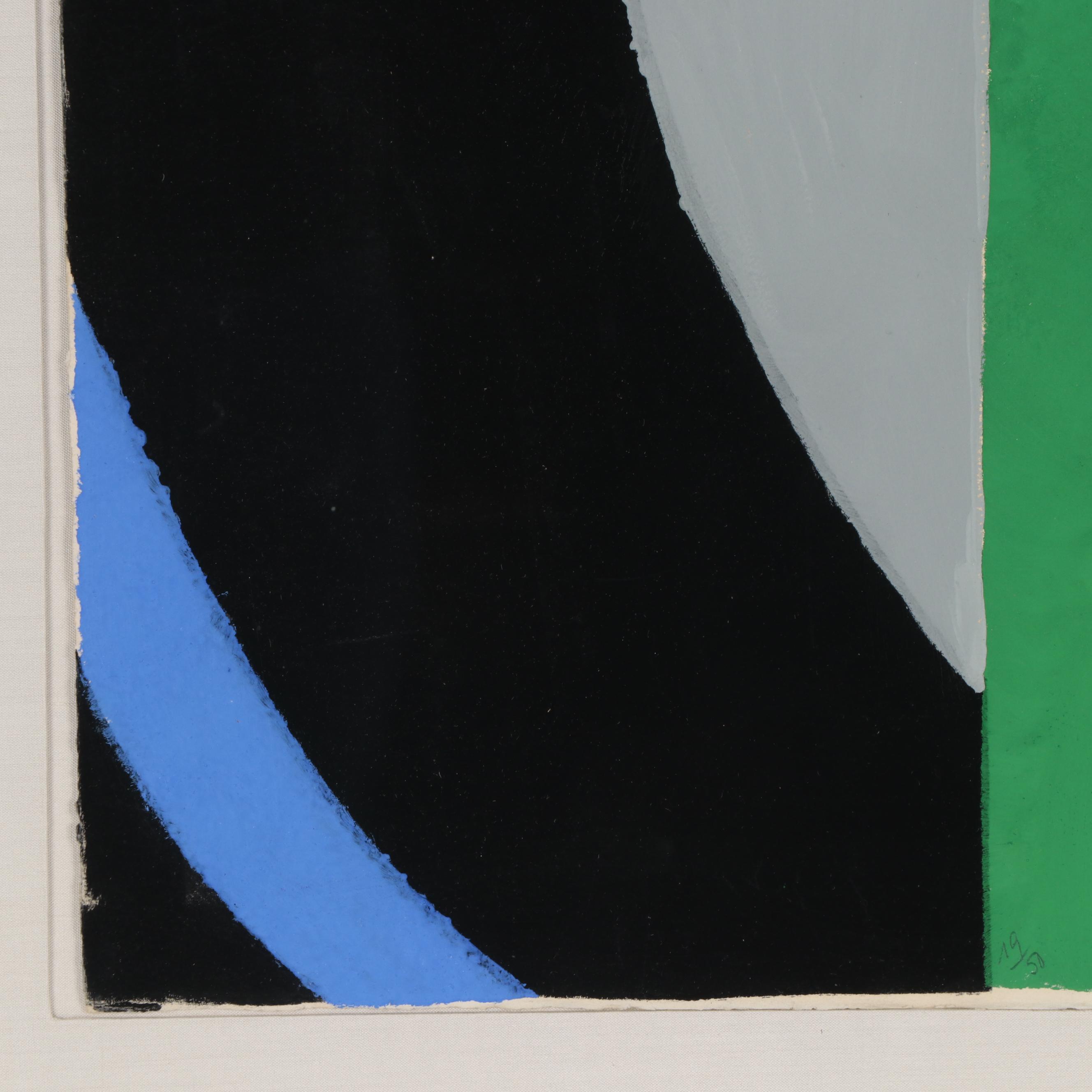 Sonia Delaunay Gouache Pochoir "Poésie de Mots, Poésie de Couleurs," 1961