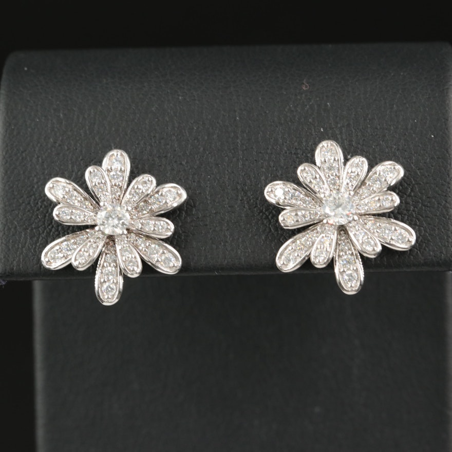 10K 1.40 CTW Diamond Floral Earrings
