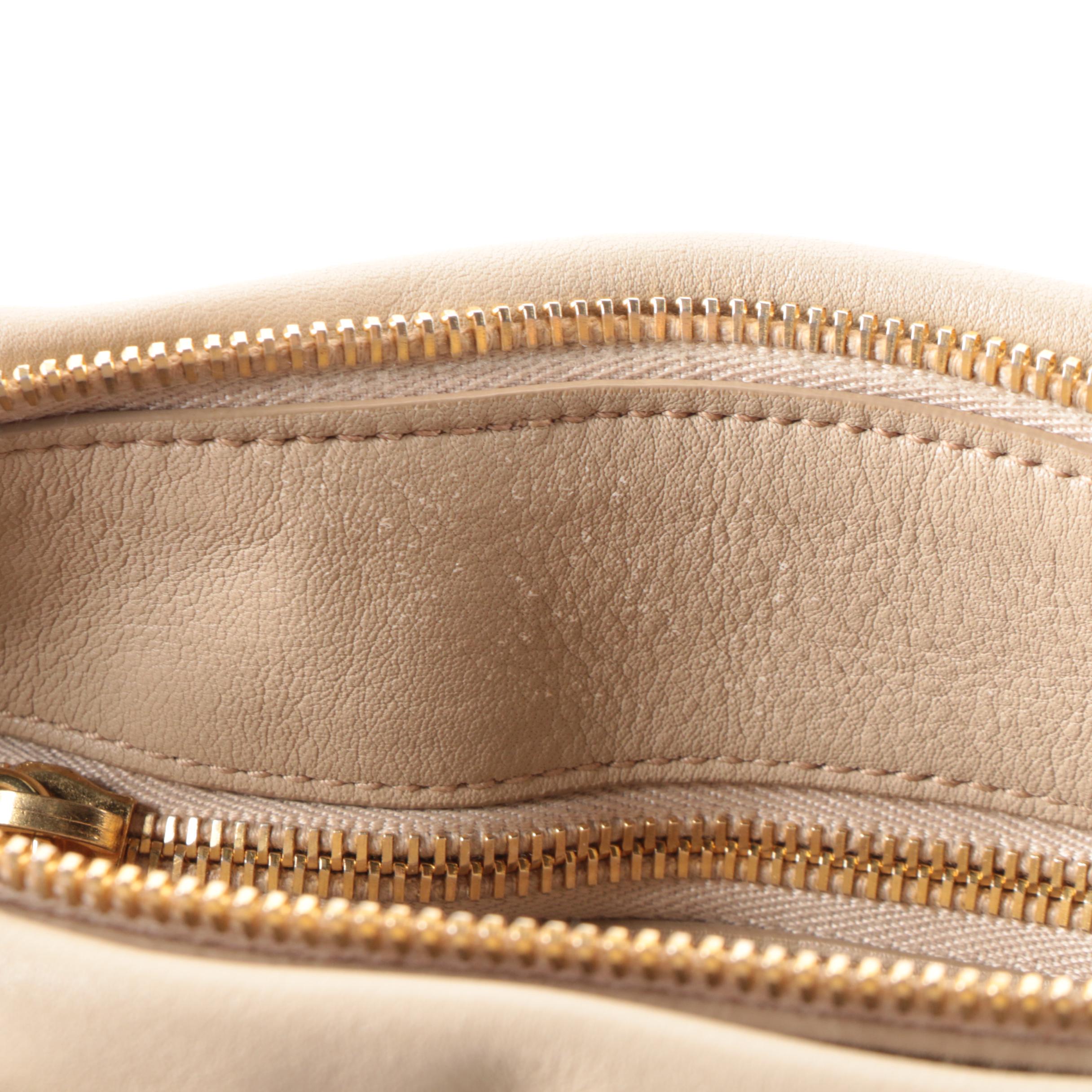 Prada Small Satchel in Beige Soft Calfskin with Detachable Strap