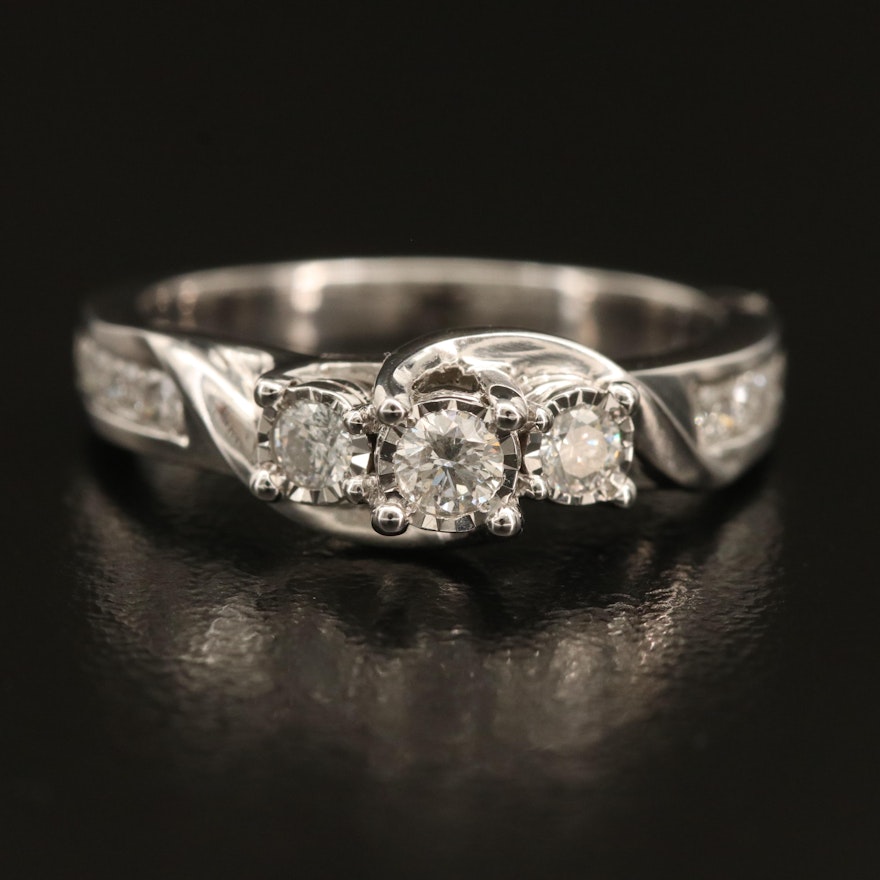 10K 0.50 CTW Diamond Ring with Channel Shoulders