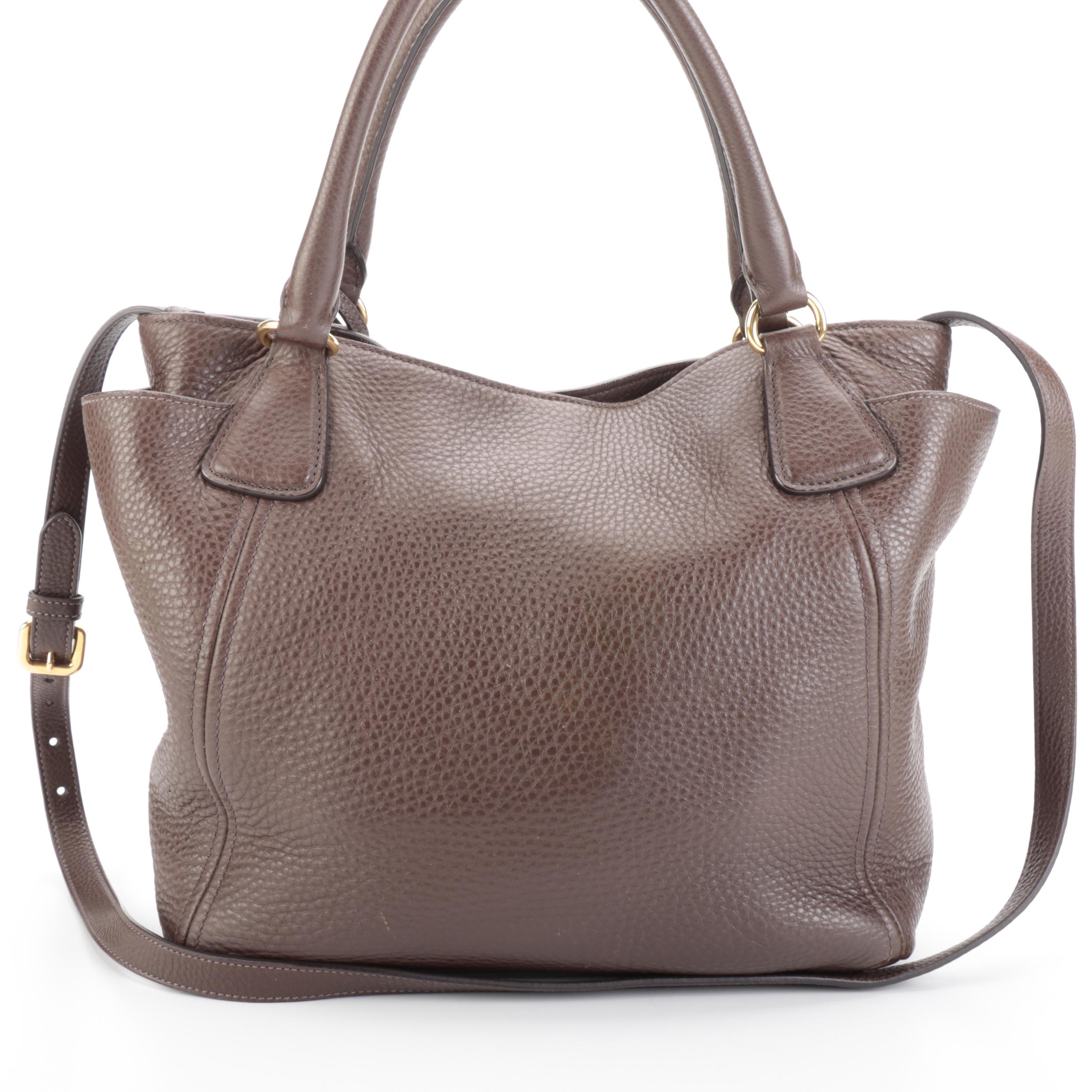 Prada Side Pocket Convertible Tote Vitello Daino Leather