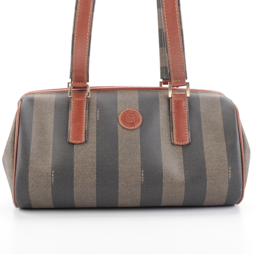 Fendi Boston Bag in Pequin Stripe with Leather