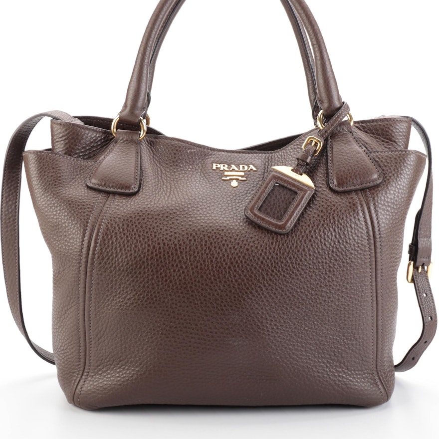 Prada Side Pocket Convertible Tote Vitello Daino Leather