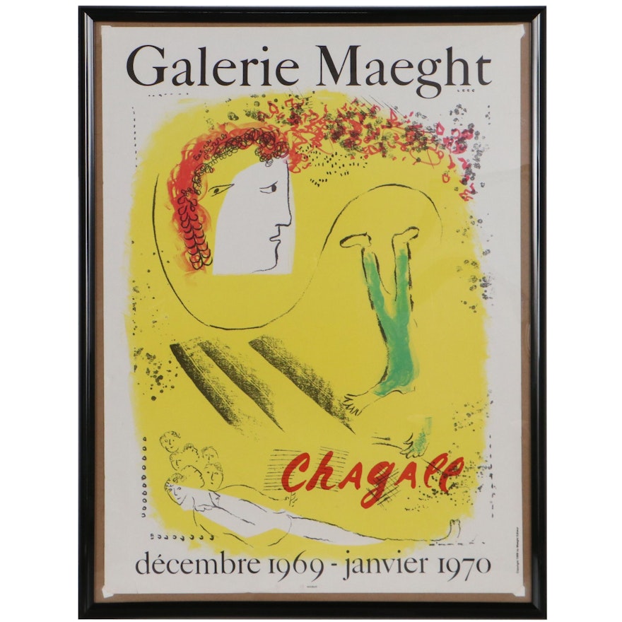 Marc Chagall Lithograph Exhibition Poster for Galerie Maeght, 1969