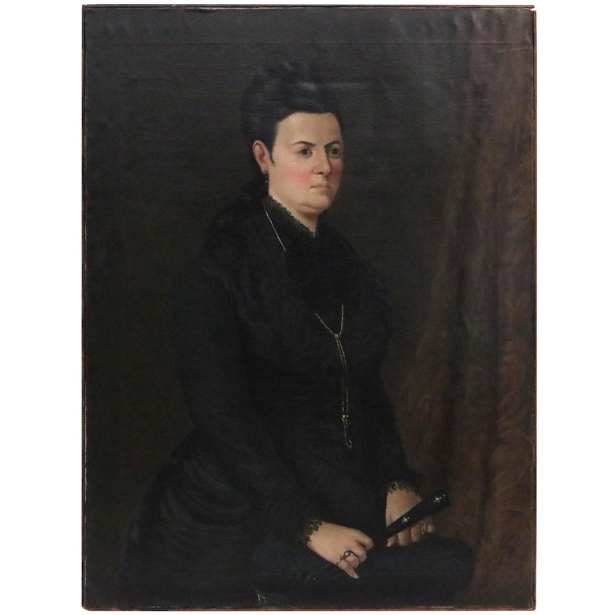 Portrait Oil Painting of Woman in Black, 1883