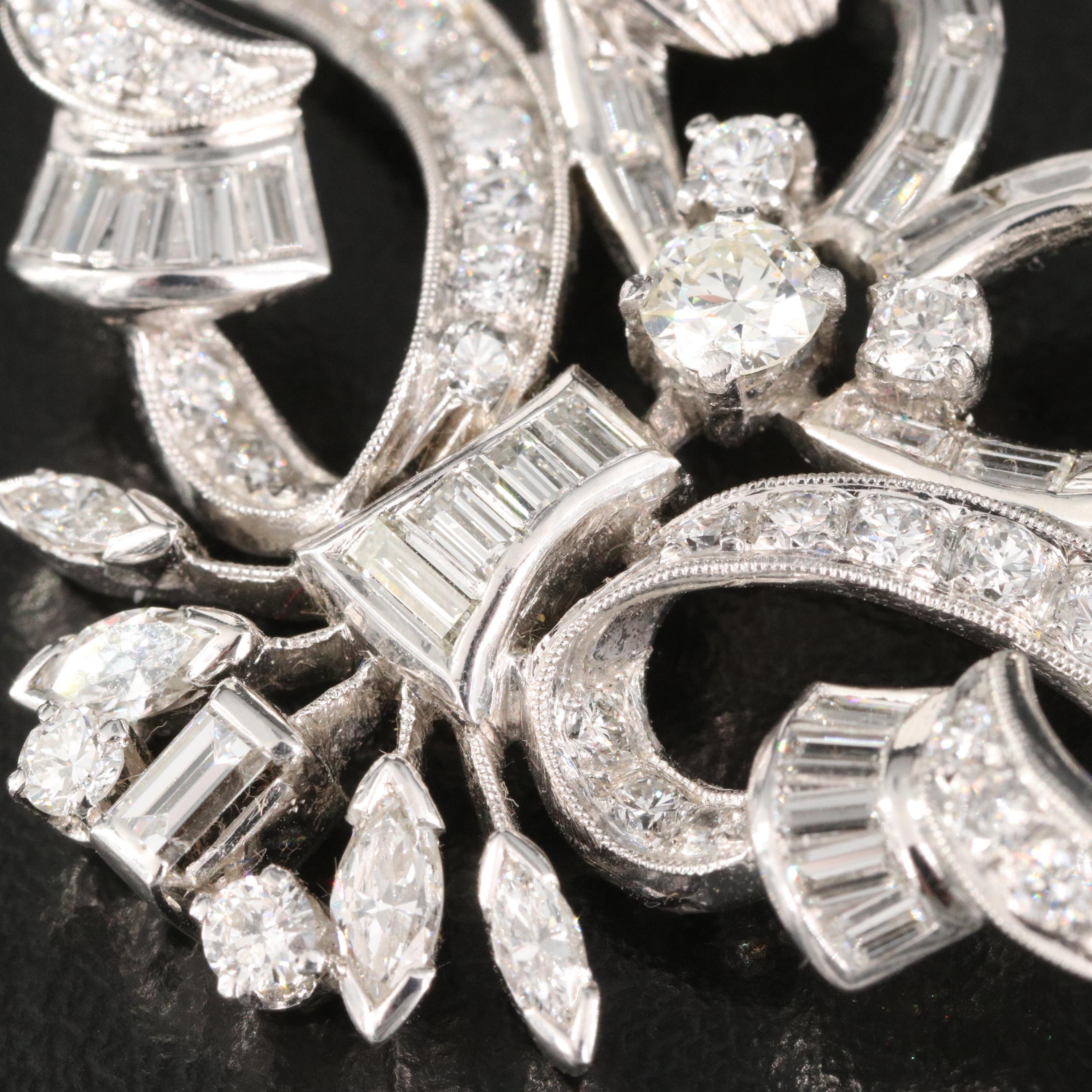 Vintage Platinum 3.57 CTW Diamond Slide Pendant