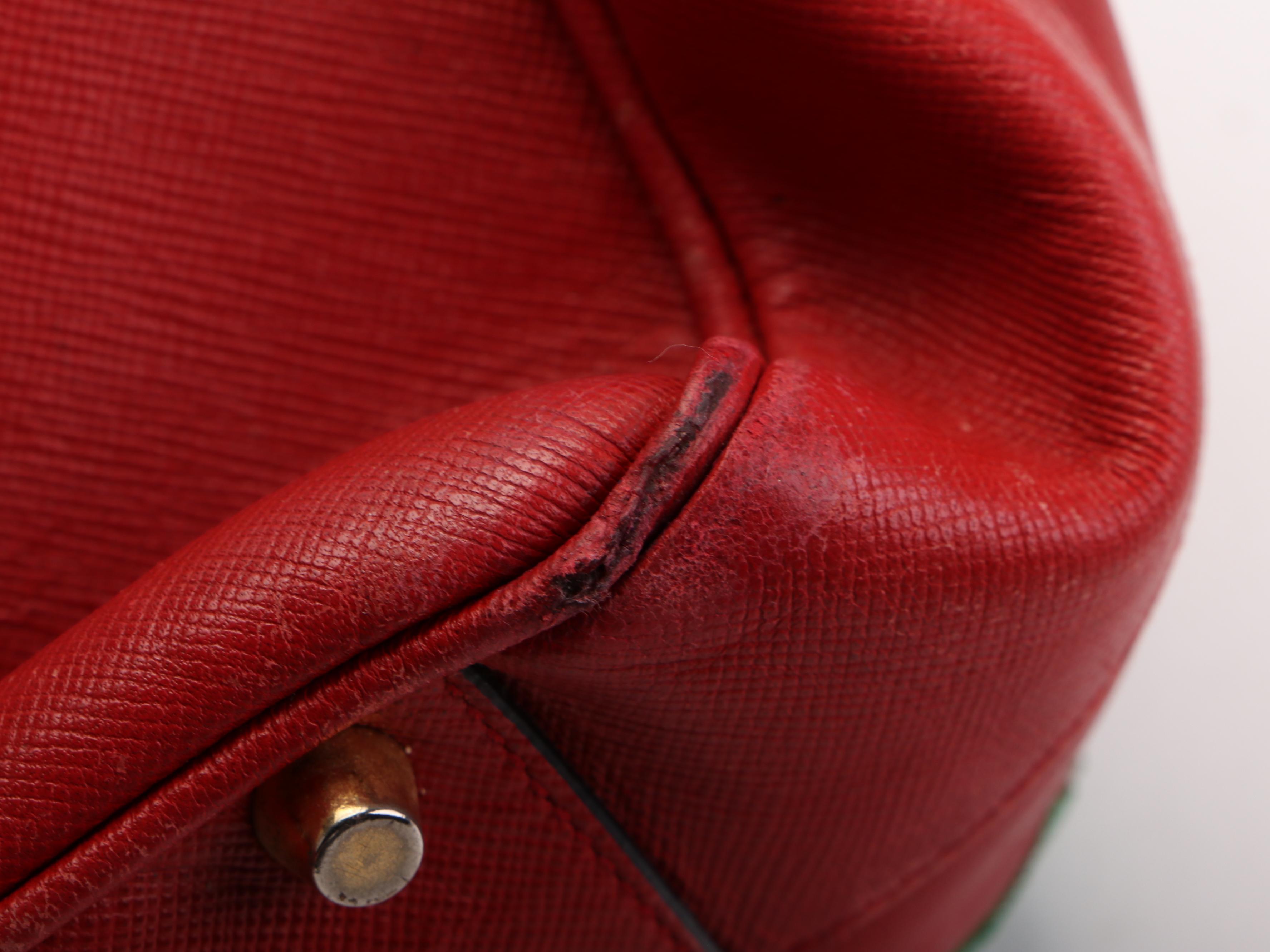 Prada Bowler Bauletto Bag in Red Saffiano Leather
