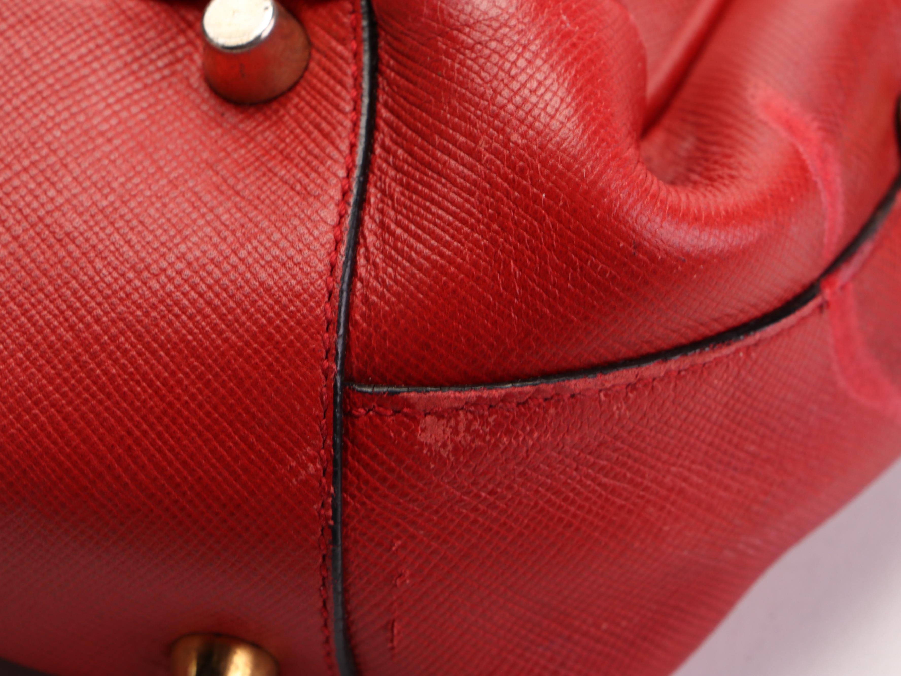Prada Bowler Bauletto Bag in Red Saffiano Leather