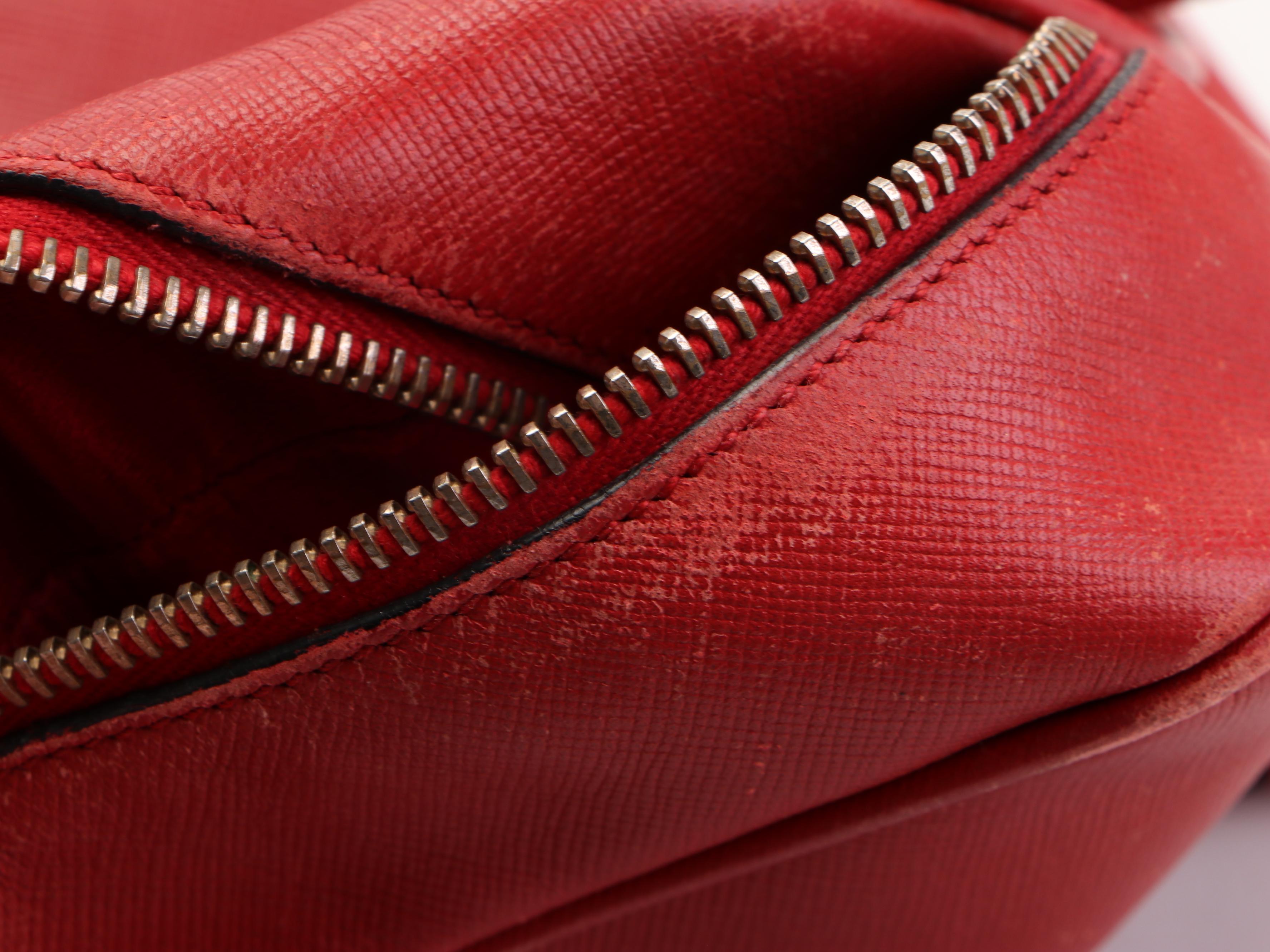 Prada Bowler Bauletto Bag in Red Saffiano Leather