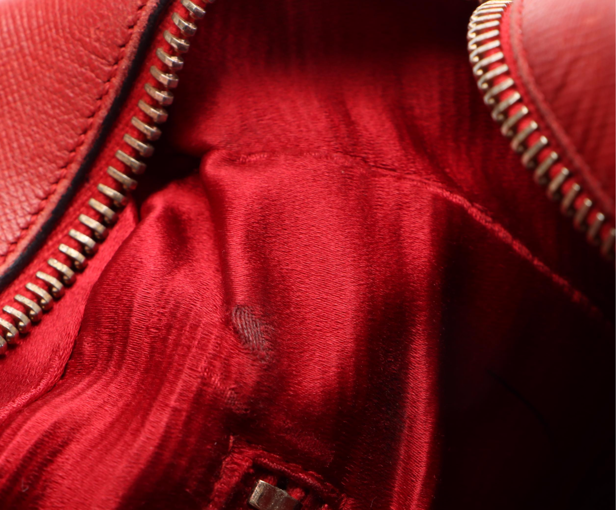 Prada Bowler Bauletto Bag in Red Saffiano Leather