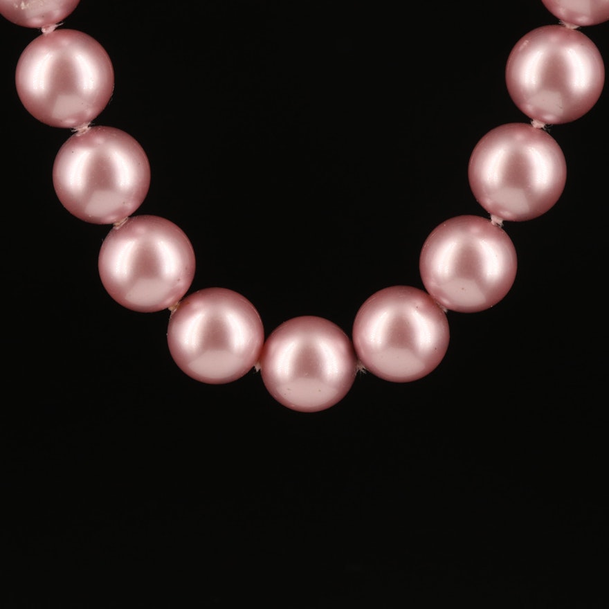 Faux Pearl Necklace with Sterling Clasp