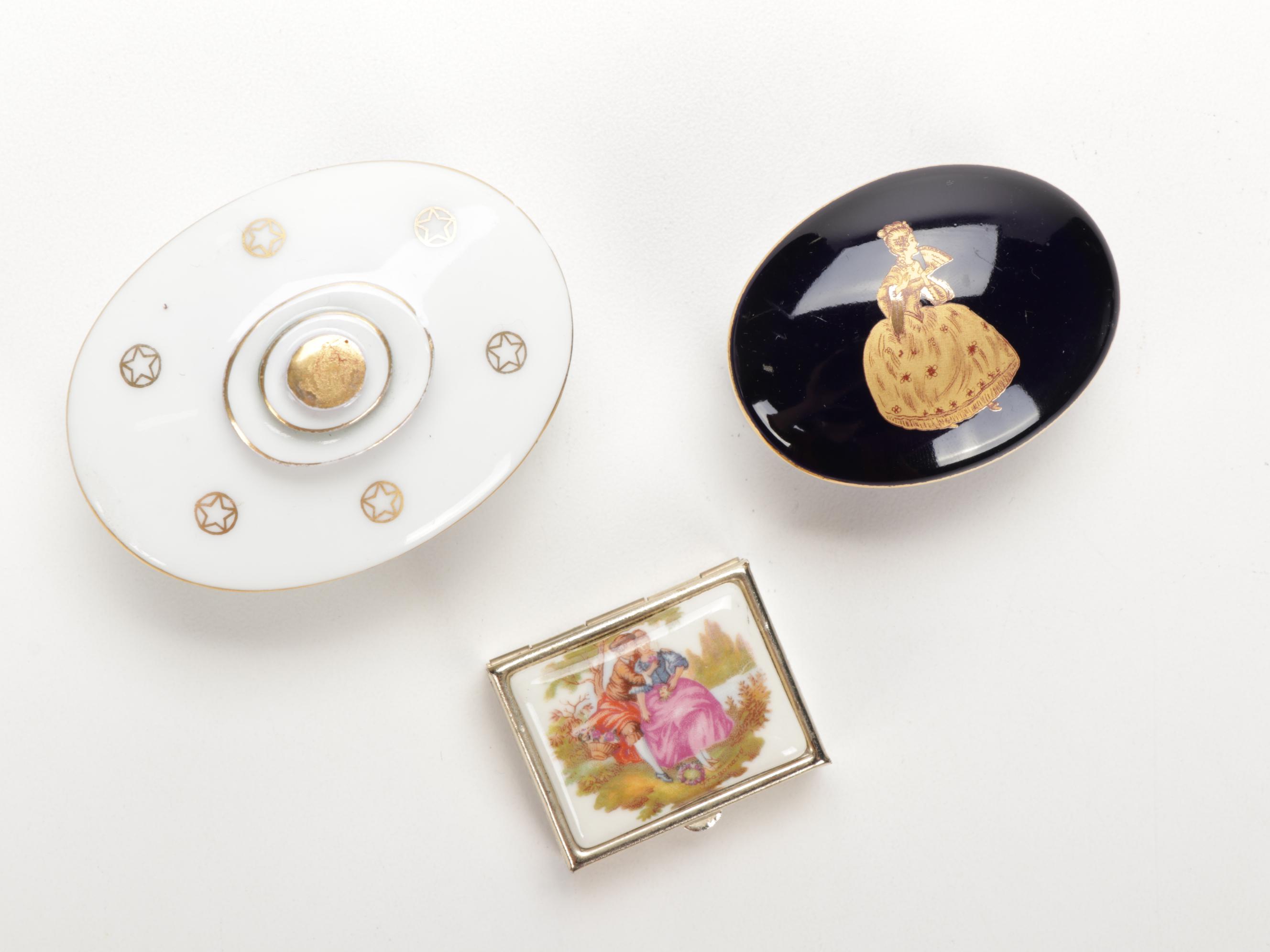 Graf Von Henneberg Relish Tray, Royal Doulton "March" Figurine and Limoges Boxes