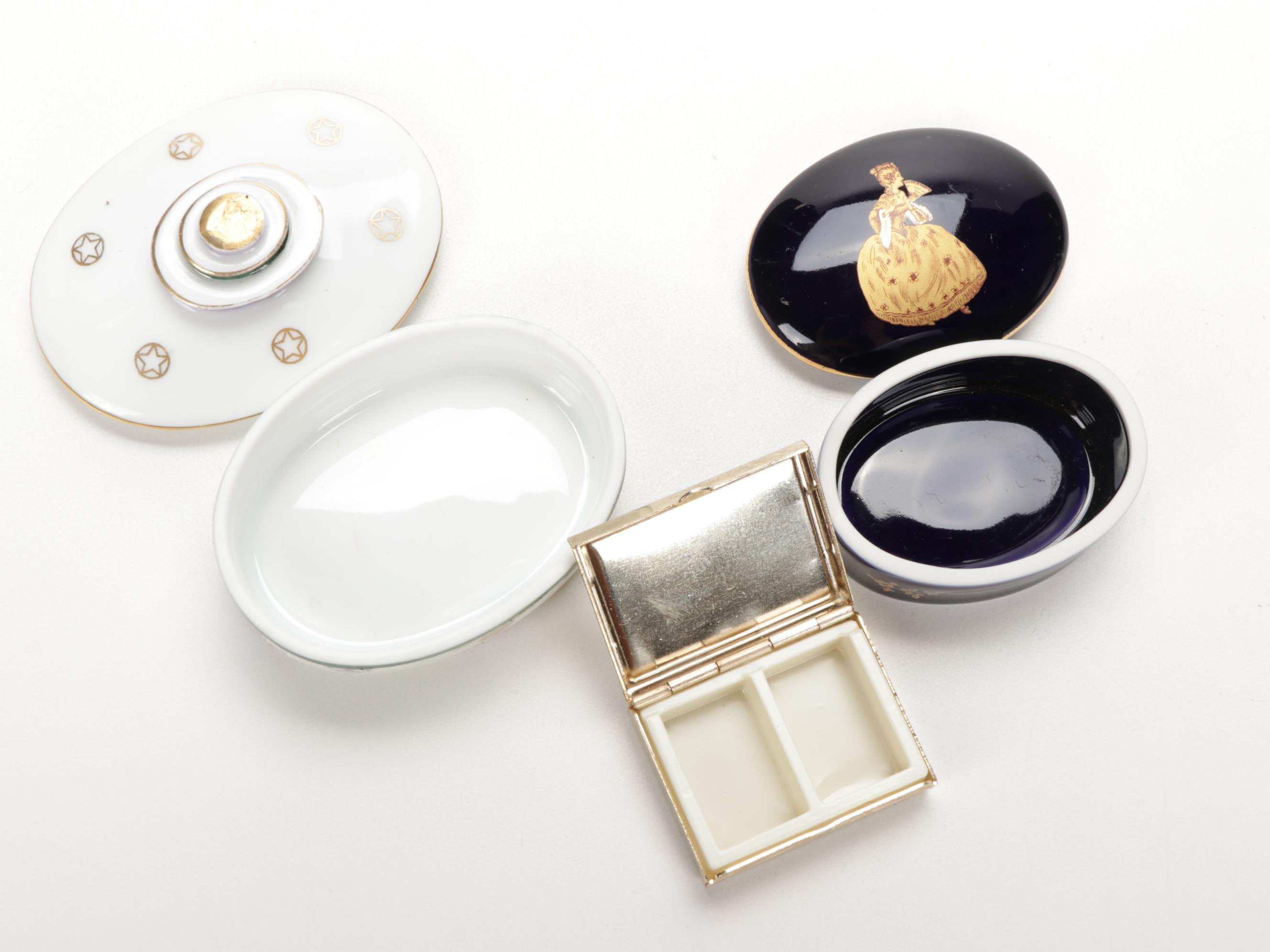 Graf Von Henneberg Relish Tray, Royal Doulton "March" Figurine and Limoges Boxes