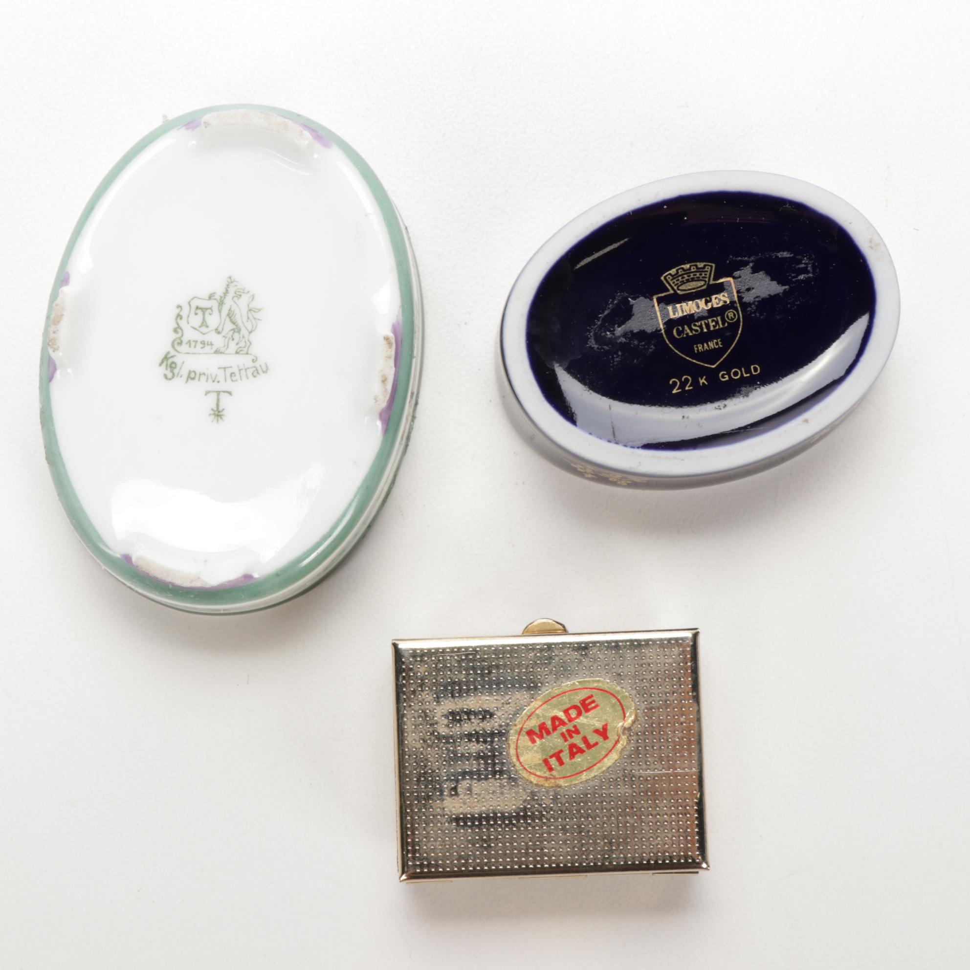 Graf Von Henneberg Relish Tray, Royal Doulton "March" Figurine and Limoges Boxes