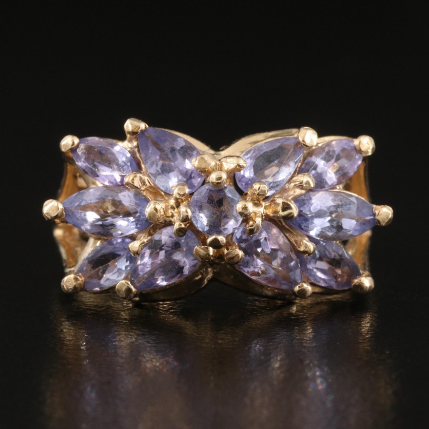 14K Tanzanite Cluster Ring