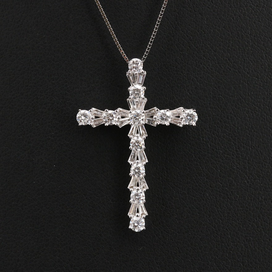 14K 1.21 CTW Diamond Cross Pendant Necklace