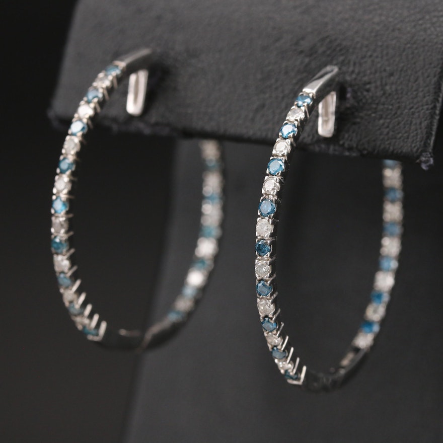 14K 2.00 CTW Diamond Inside-Out Hoop Earrings