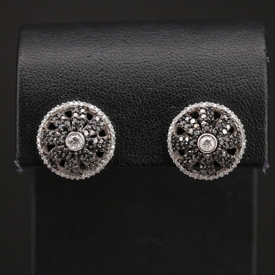 14K 1.50 CTW Diamond Domed Earrings