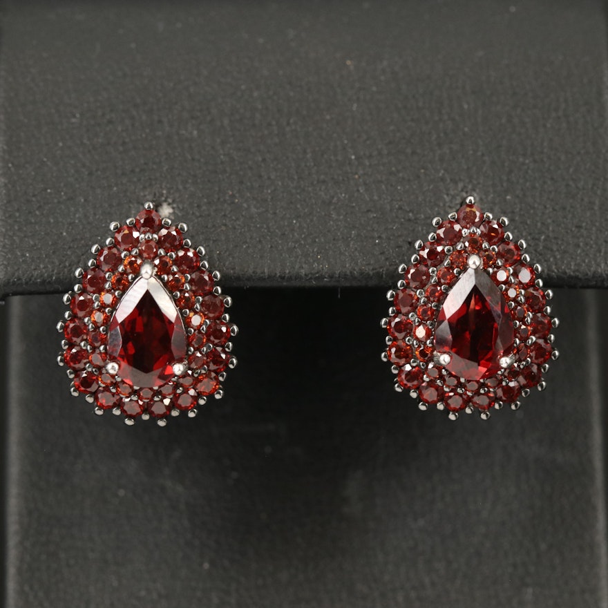 Sterling Garnet Teardrop Earrings