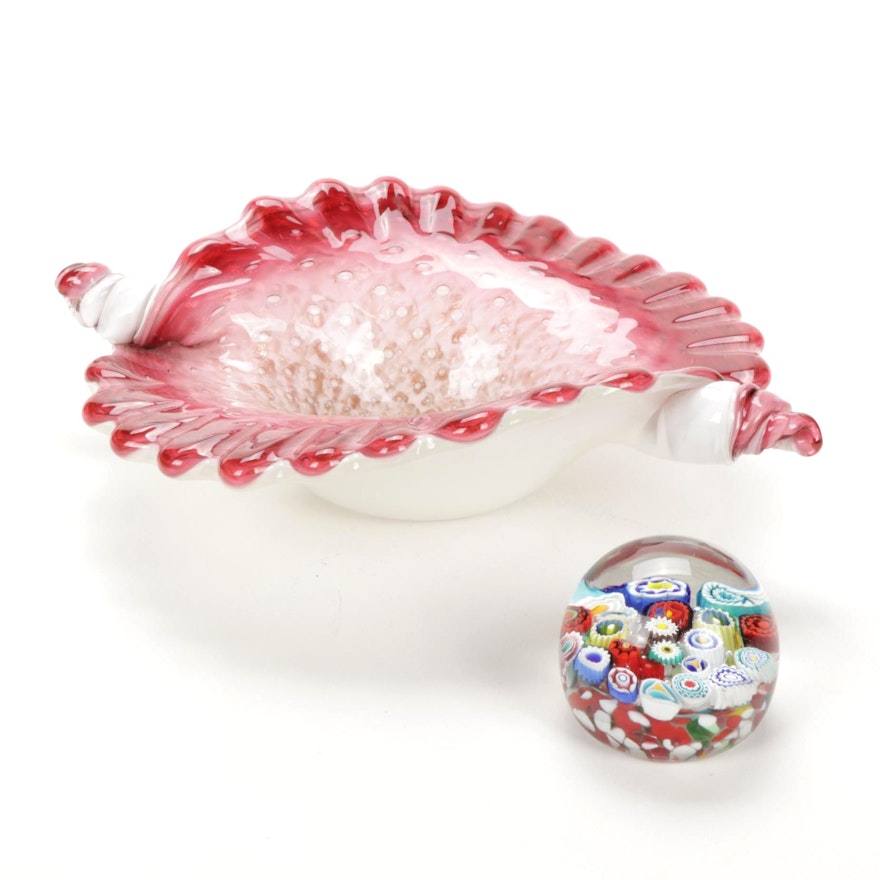 Murano Glass Bowl and Milleffiori Paperweight