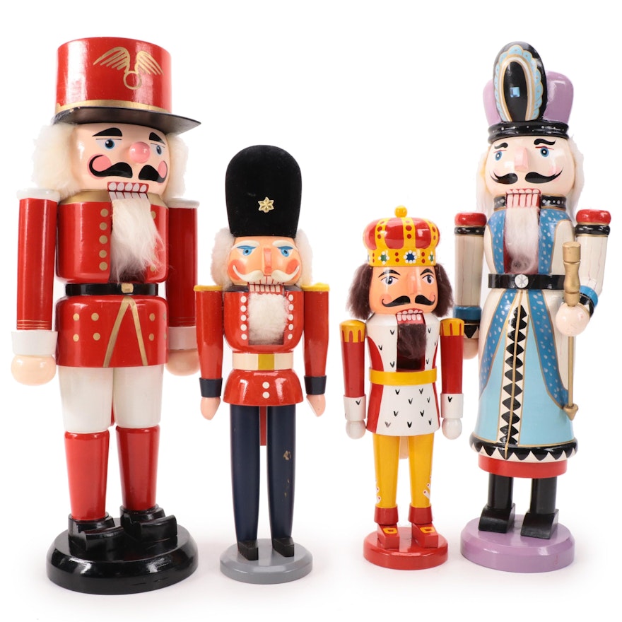 Erzebirge and Other Carved Wooden Nutcrackers, Mid to Late 20th Century