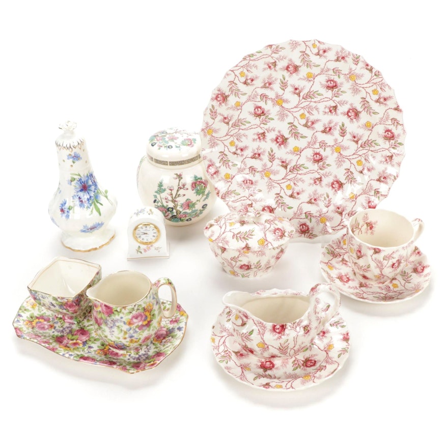 Spode "Rosebud Chintz" Dishware With Other English China Tableware