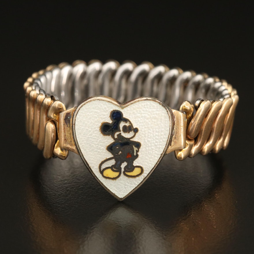 Vintage Cartoon Mouse Enamel Expandable Bracelet