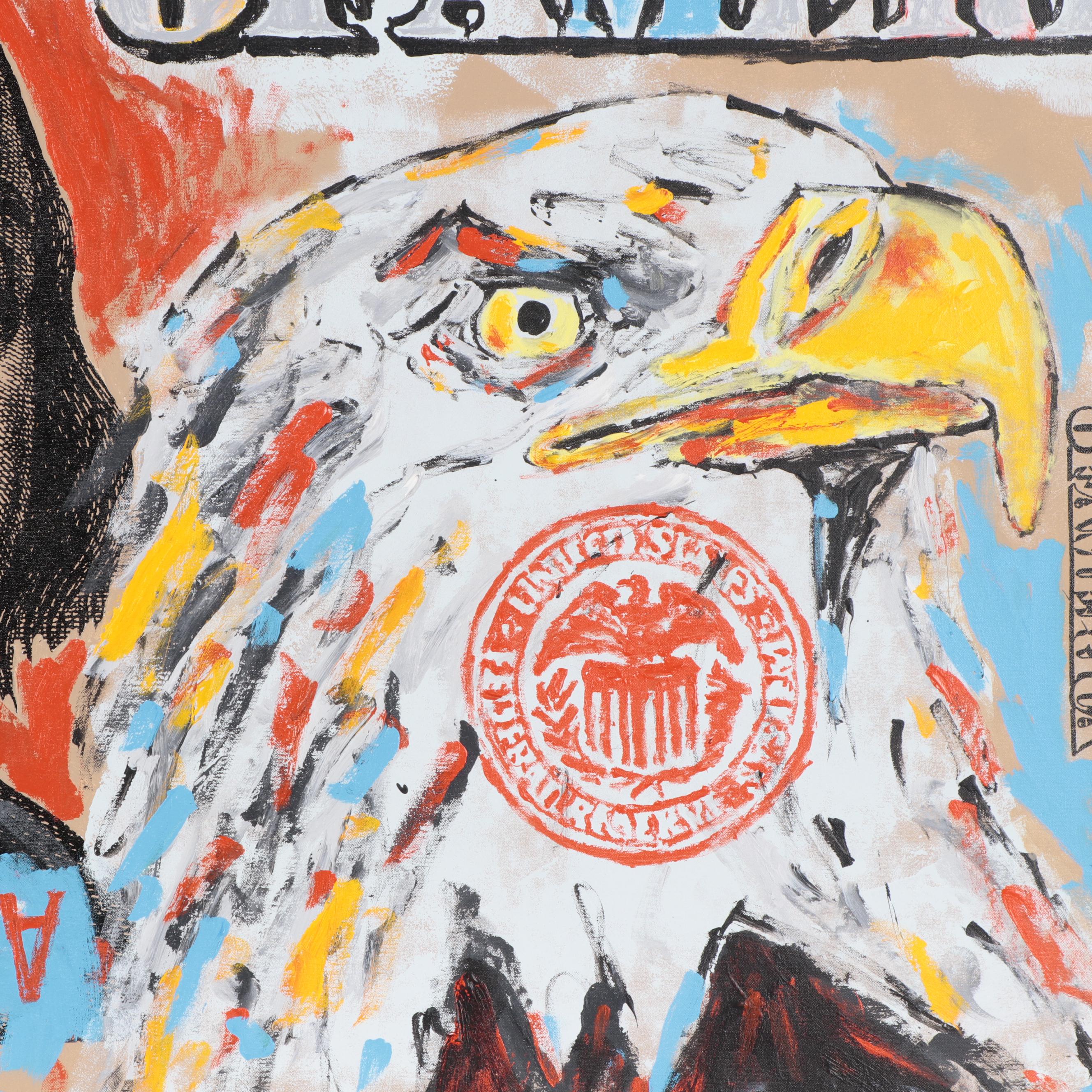 John Stango Large-Scale Pop Art Mixed Media Painting "Ben Hundred"