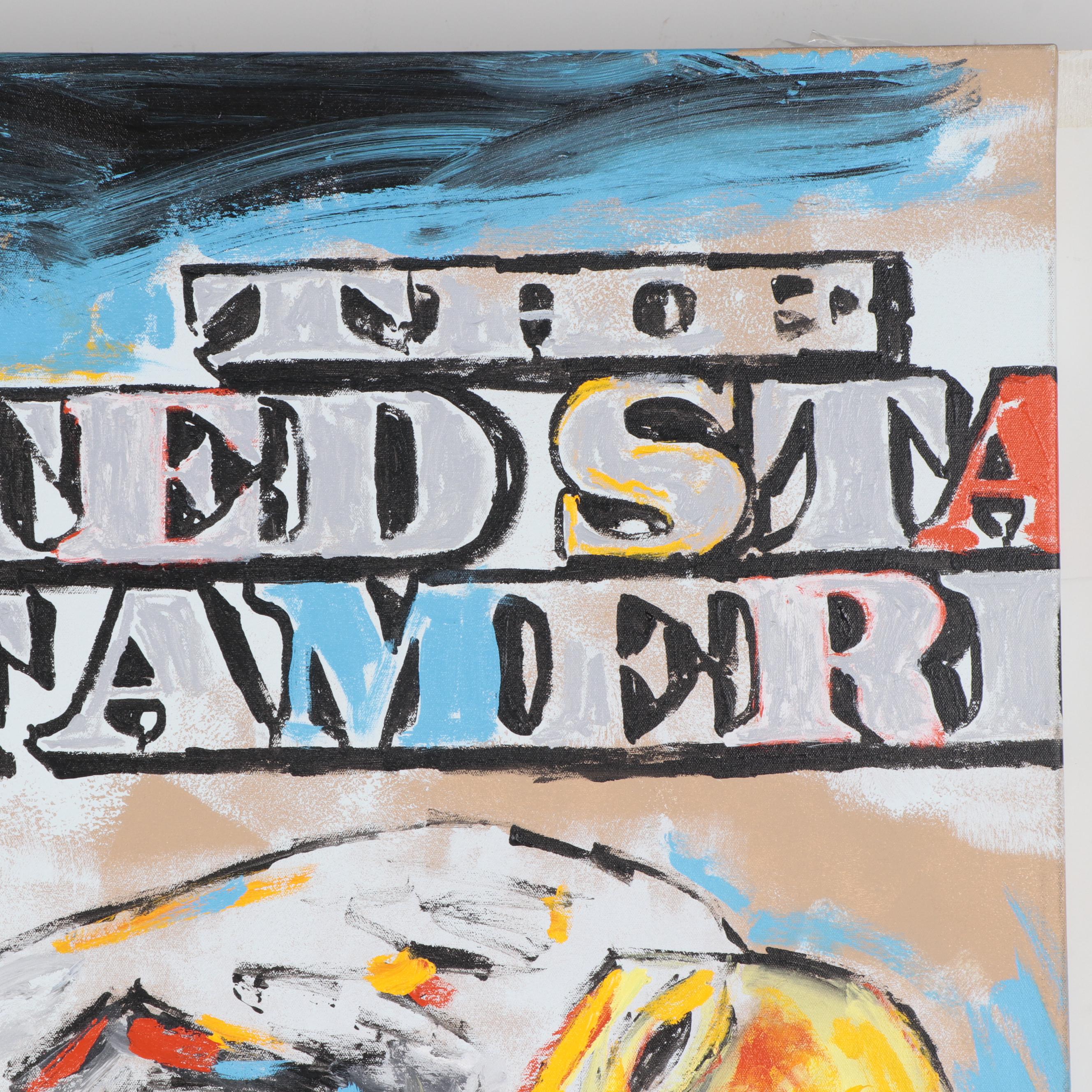 John Stango Large-Scale Pop Art Mixed Media Painting "Ben Hundred"