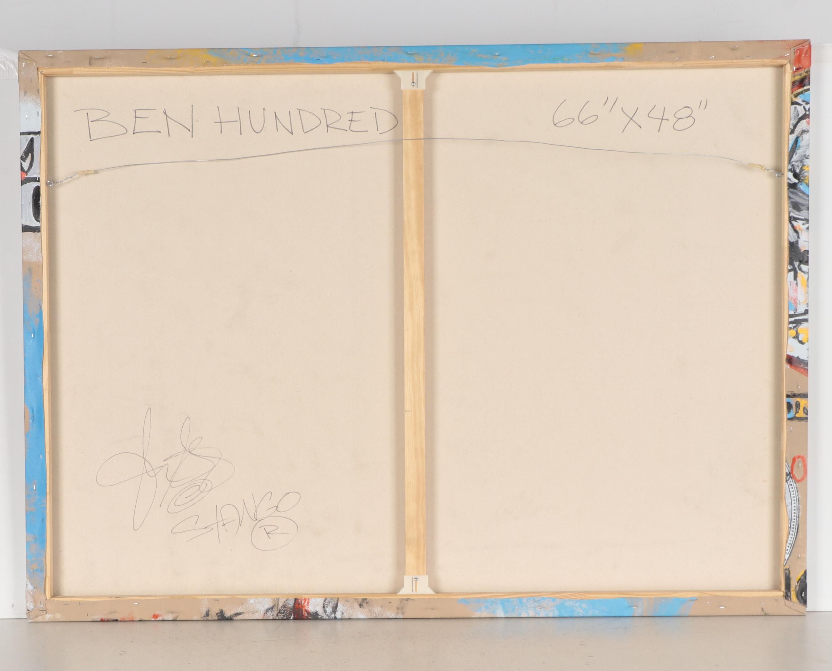John Stango Large-Scale Pop Art Mixed Media Painting "Ben Hundred"
