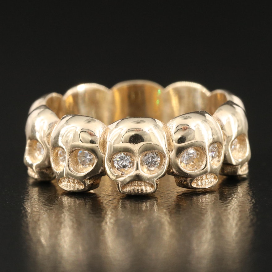 14K 0.40 CTW Diamond Skull Eternity Band